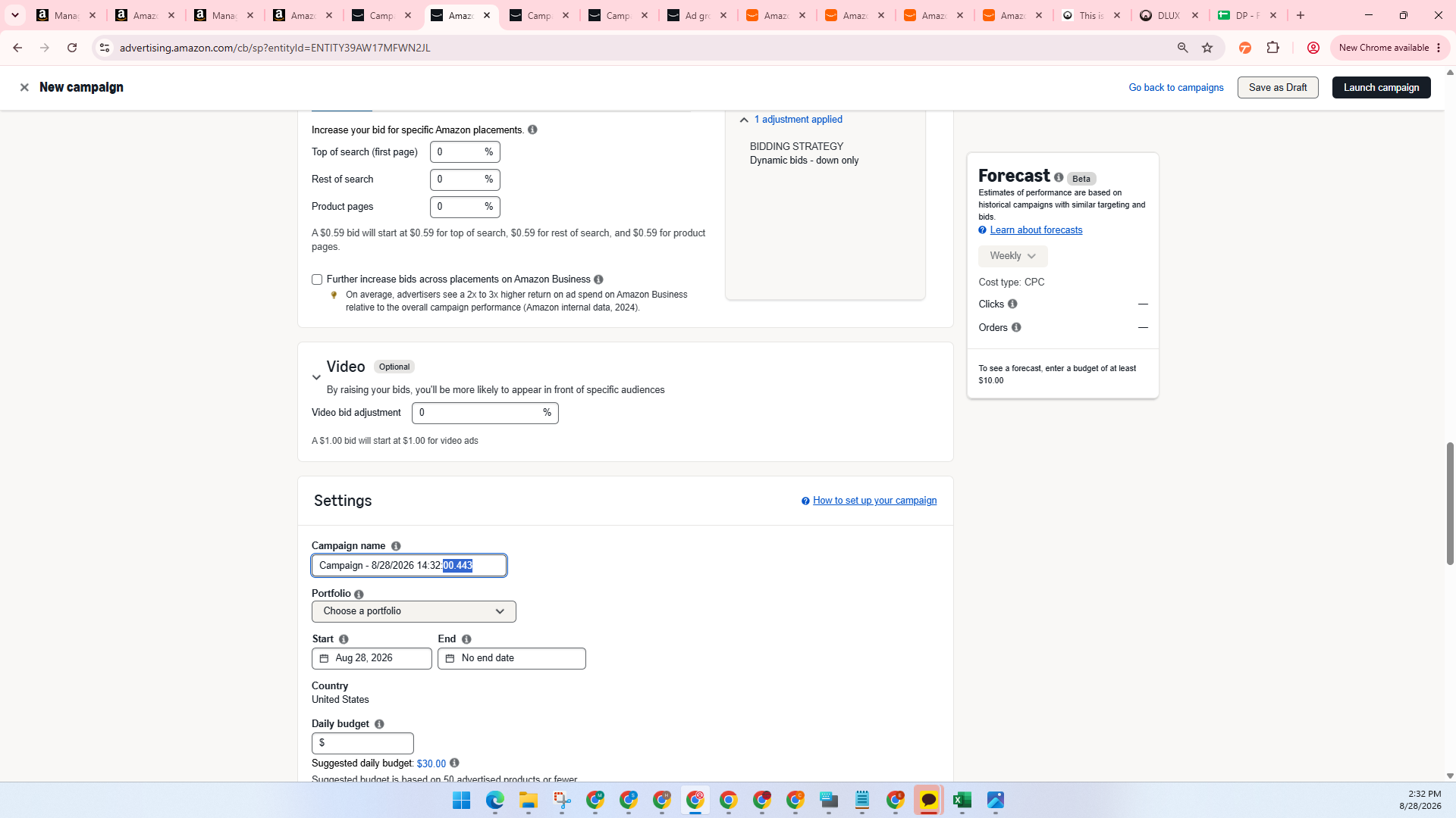 Step #19: Double-click the Campaign name field under Settings.