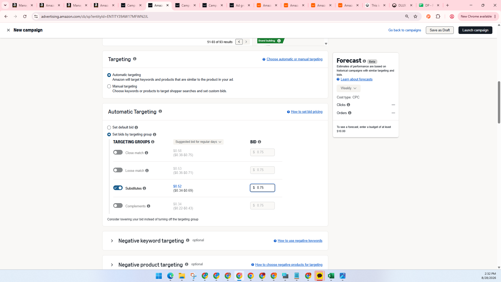 Step #16: Click the bid input field next to Substitutes.