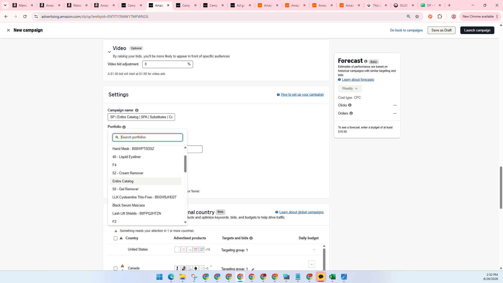 Step #22: Select relevant from the portfolio list. To keep your campaigns structure organize.