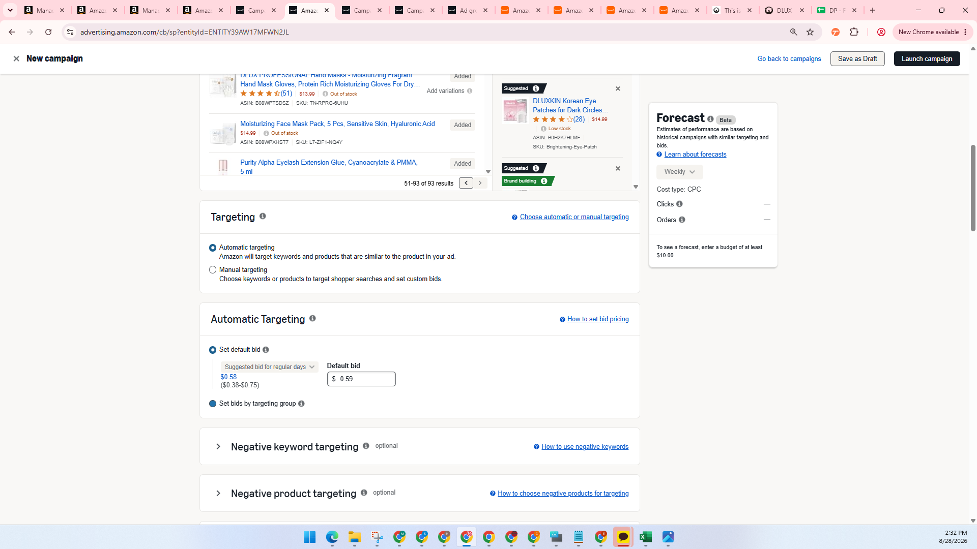 Step #14: Select Targeting: Auto or Manual, in my case I'm launching auto campaign so select Auto Targeting and then select the Set bids by targeting group option under Automatic Targeting.