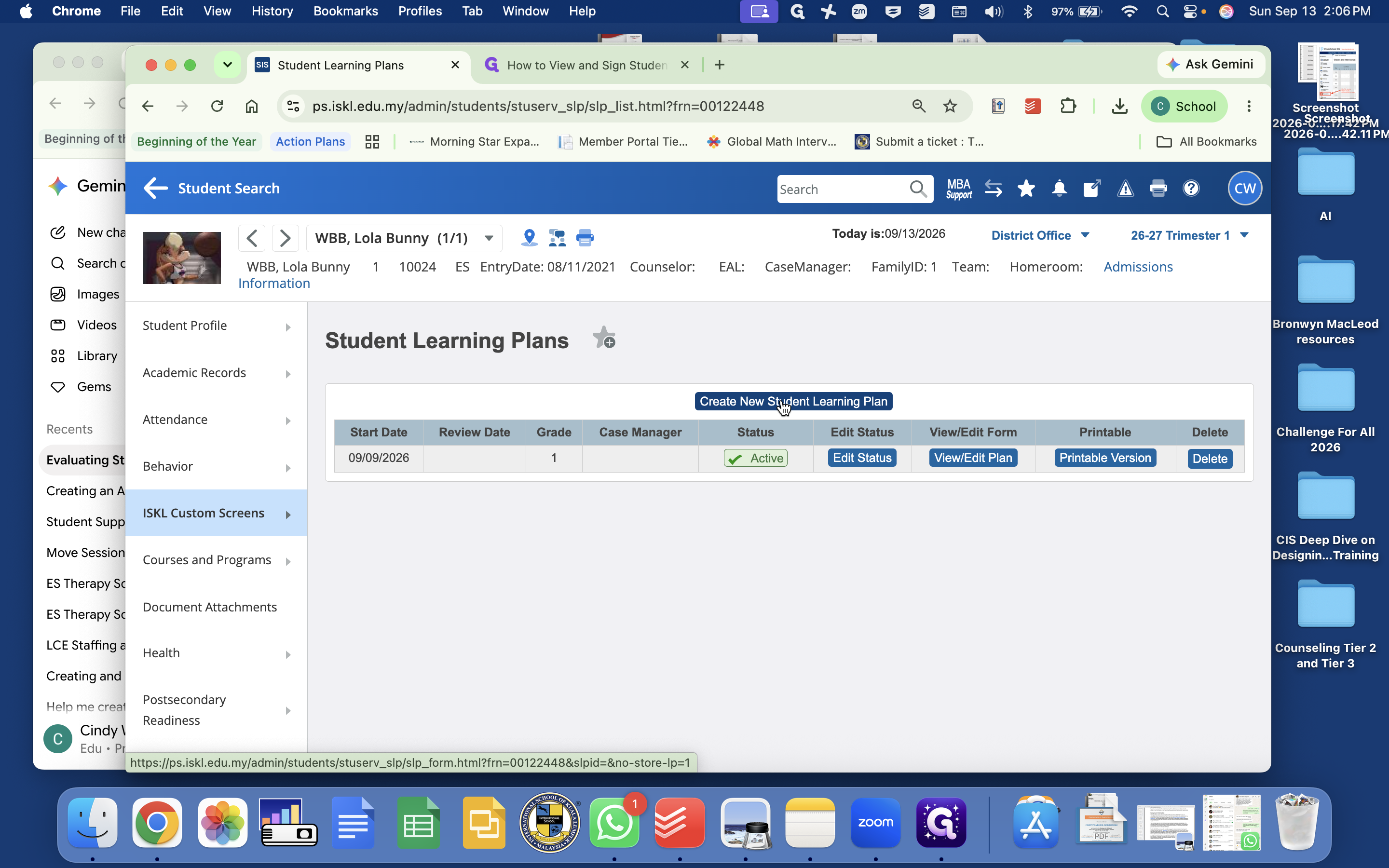 Step #4: Click on Create New Student Learning Plan.