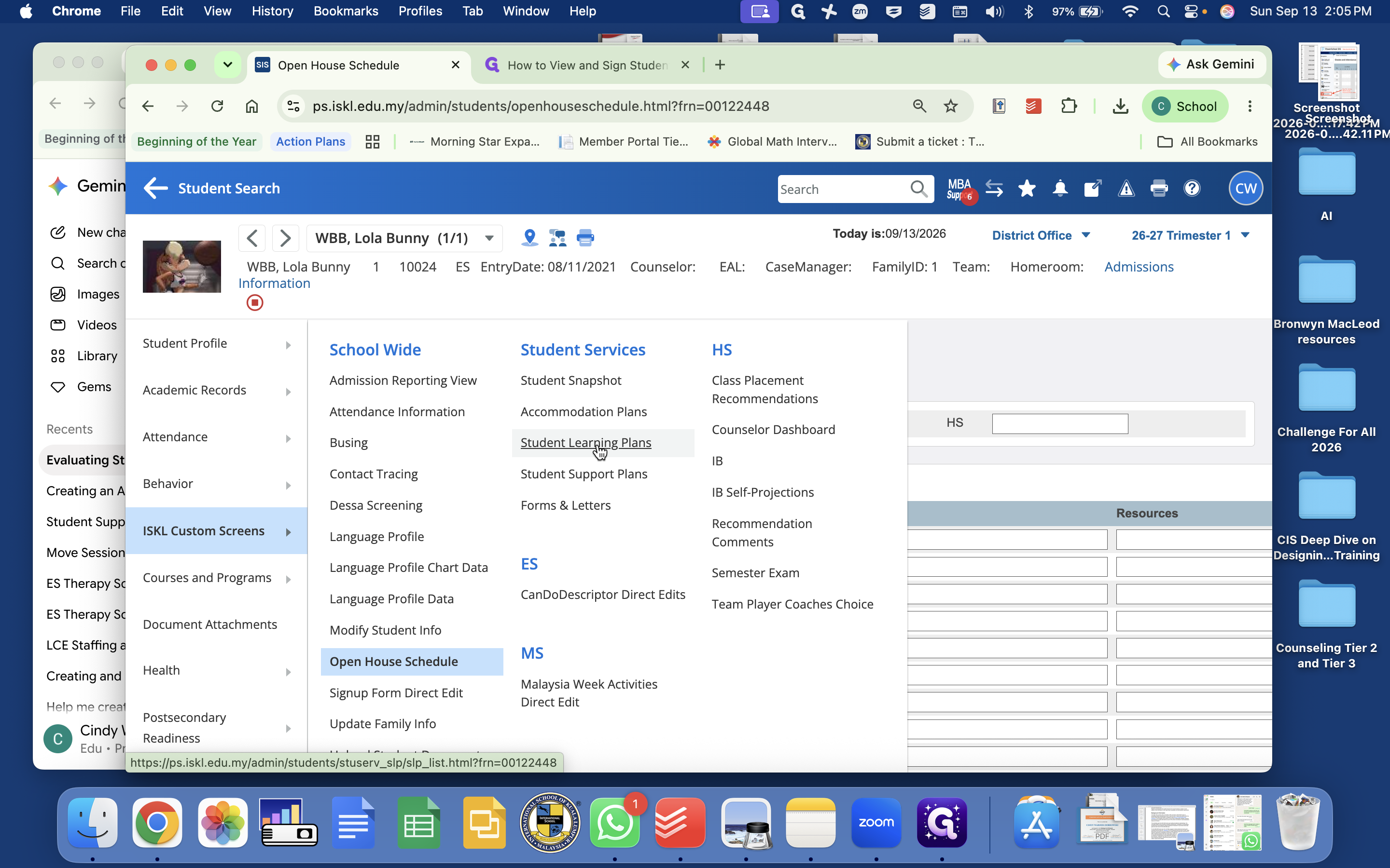 Step #3: Click on Student Learning Plans under the Student Services section.