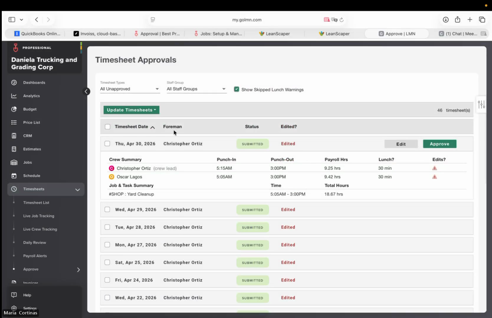 Step #17: Filter the list by selecting All Unapproved or specifying a date range.