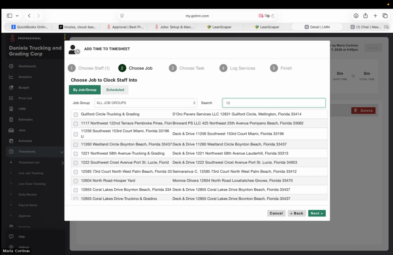 Step #8: Select the appropriate job site from the available list.