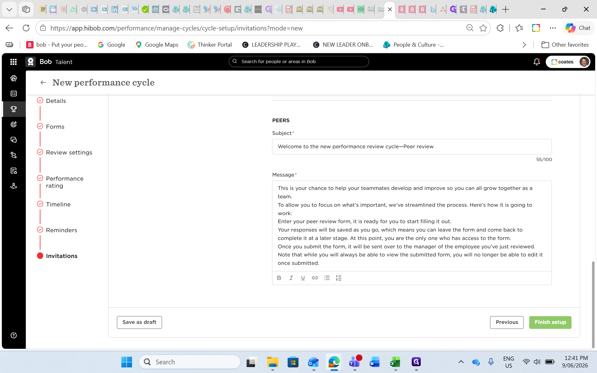Step #48: Review the invitation emails and click Finish setup.