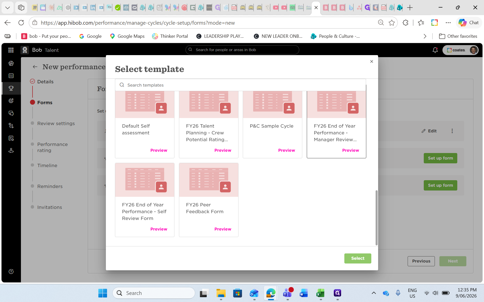 Step #28: Select your Manager Review template and click Select.
