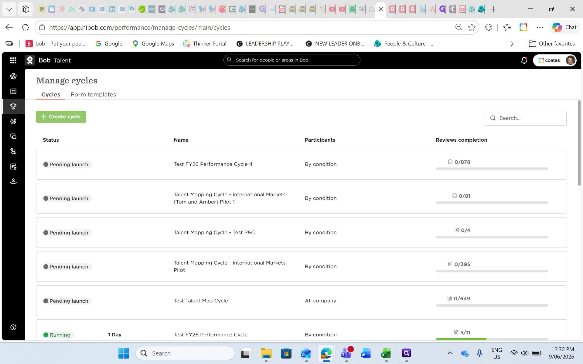 Step #3: Click + Create cycle.
