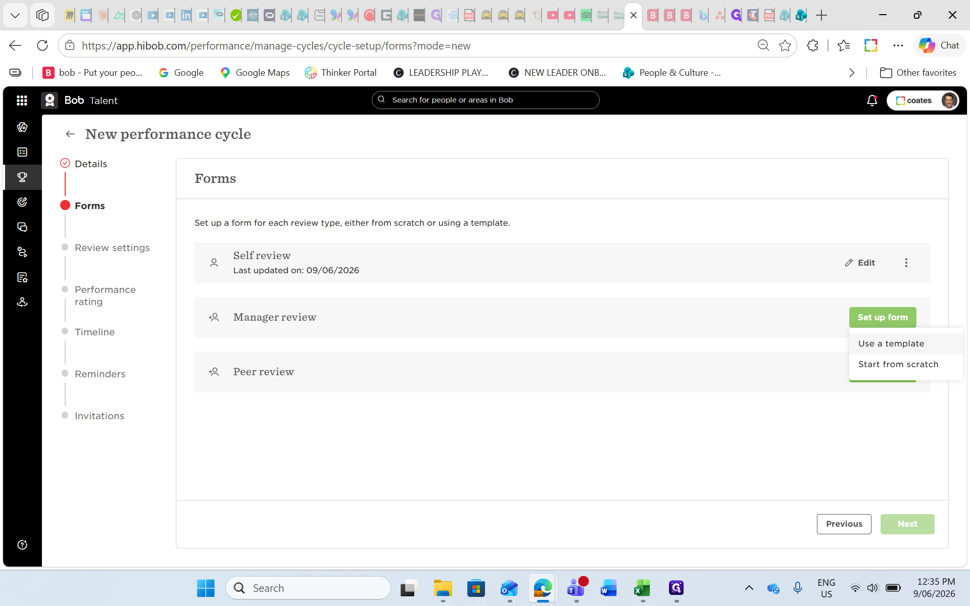 Step #27: Click Use a template under the Manager review section.
