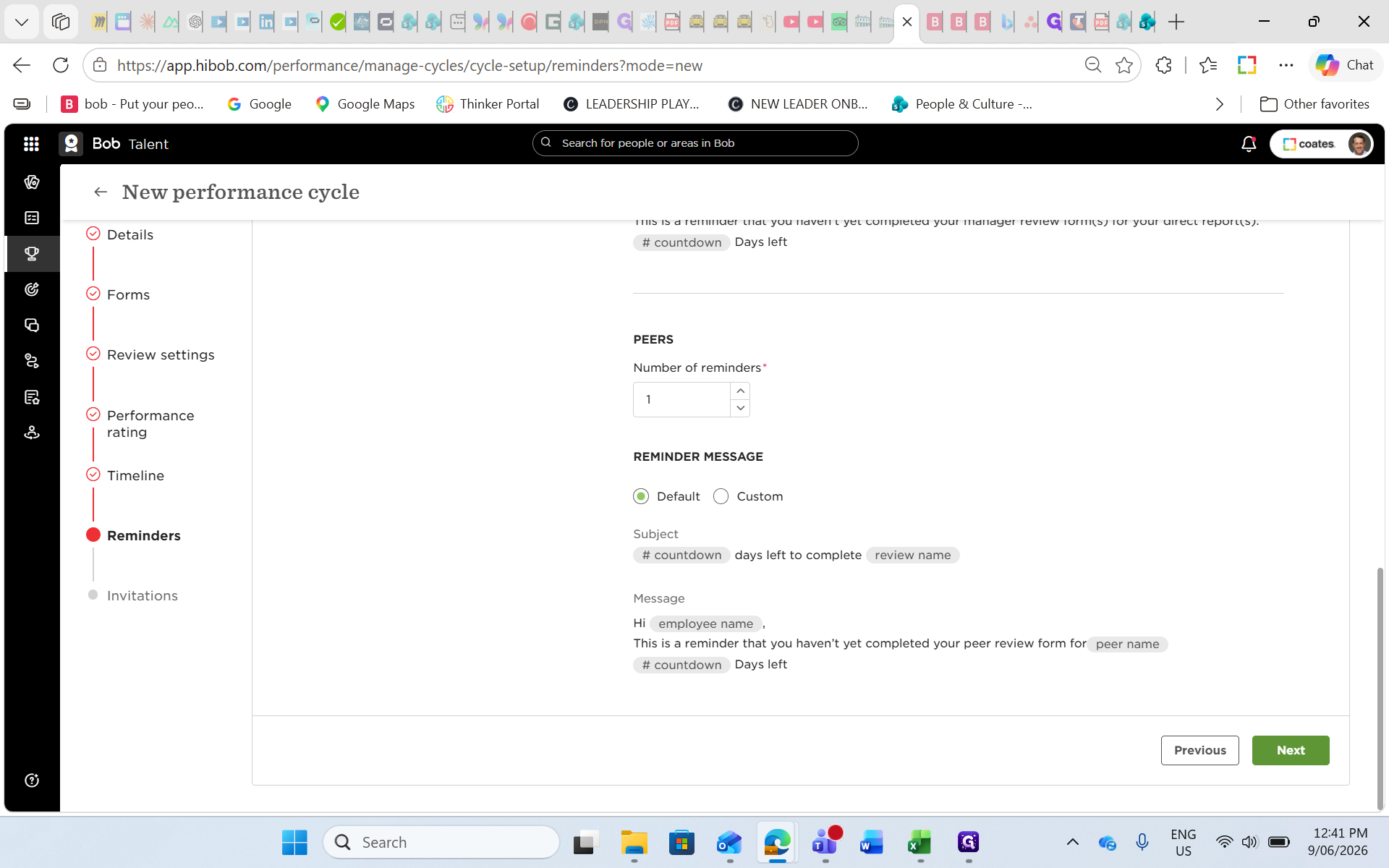 Step #47: Review the default reminder settings and click Next.