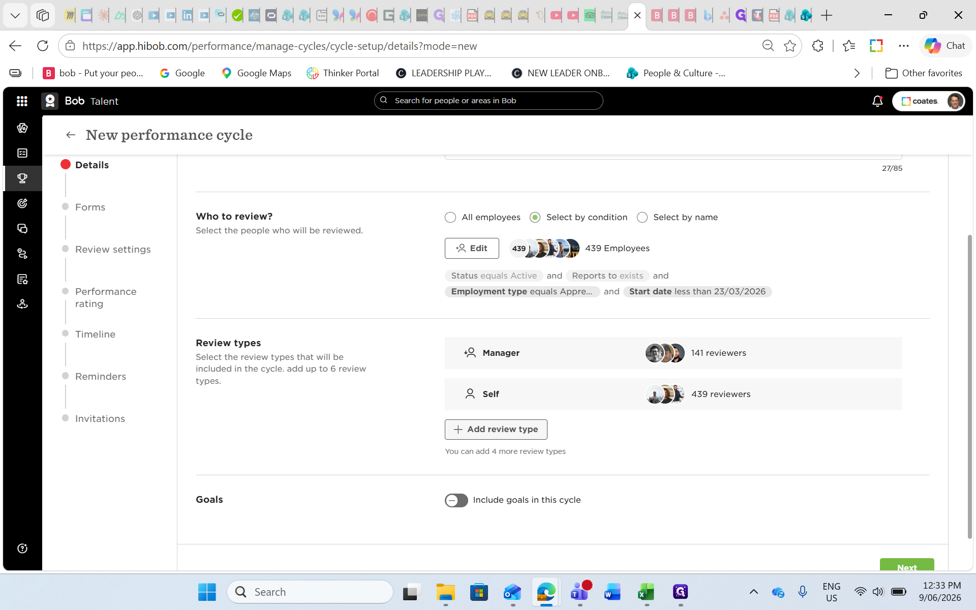 Step #20: Click + Add review type again.