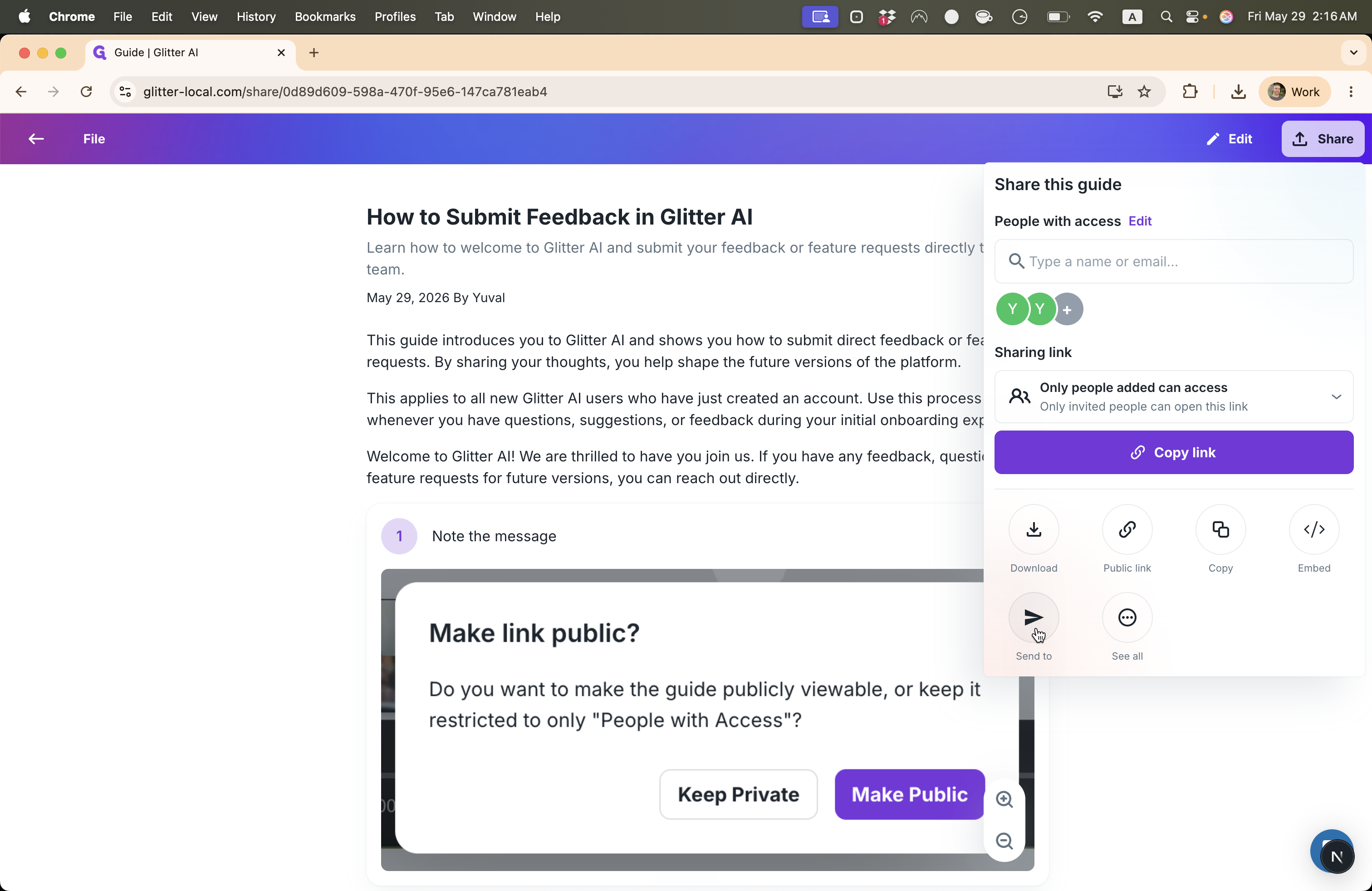 Step #15: Click the Send to icon in the share menu.