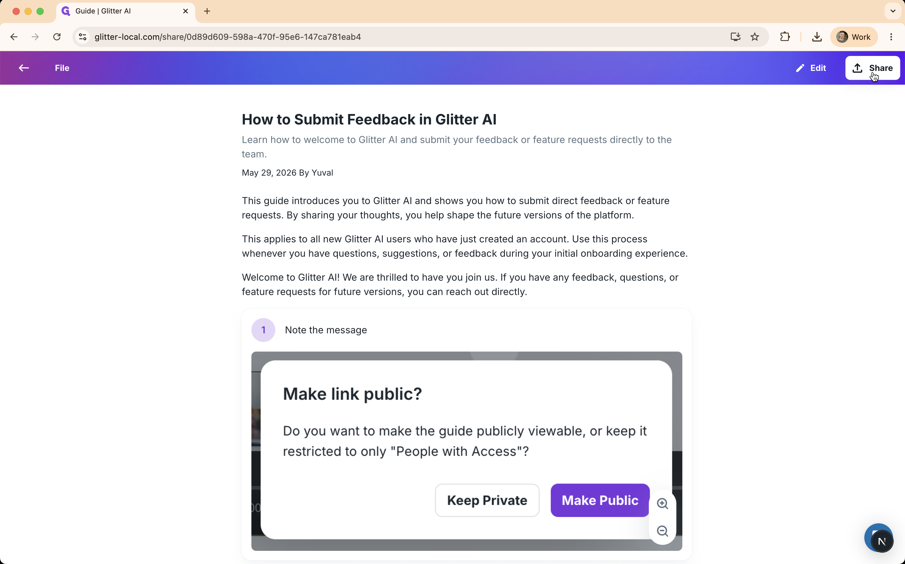 Step #14: Click Share in the top-right corner of the editor.