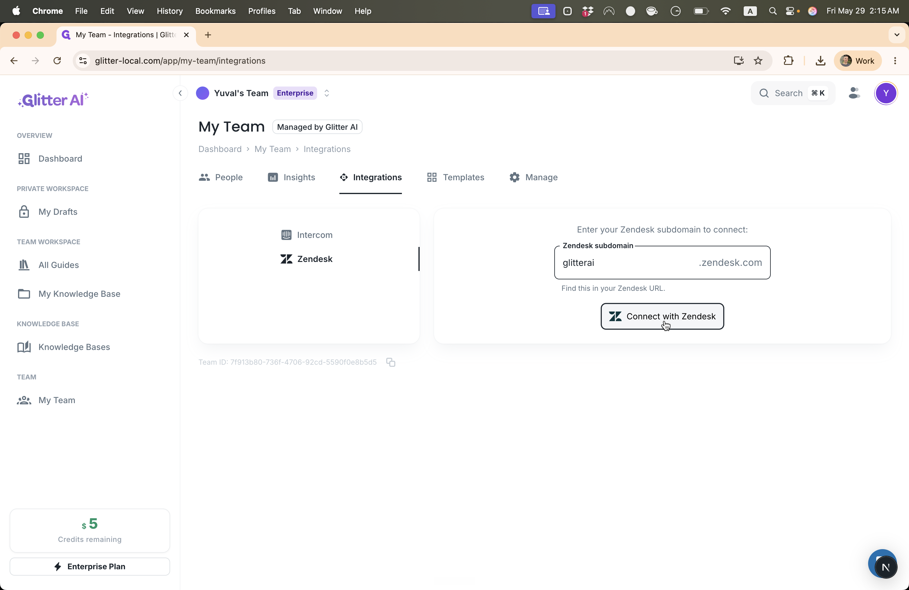 Step #6: Click Connect with Zendesk and complete the standard OAuth authorization flow to link your workspace.