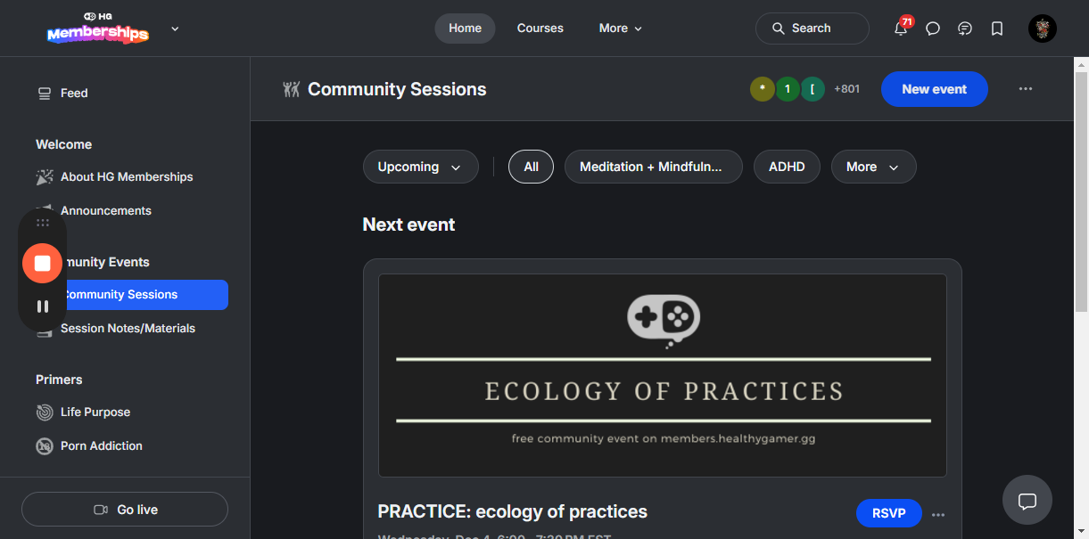 Step #2: Click on "New event"