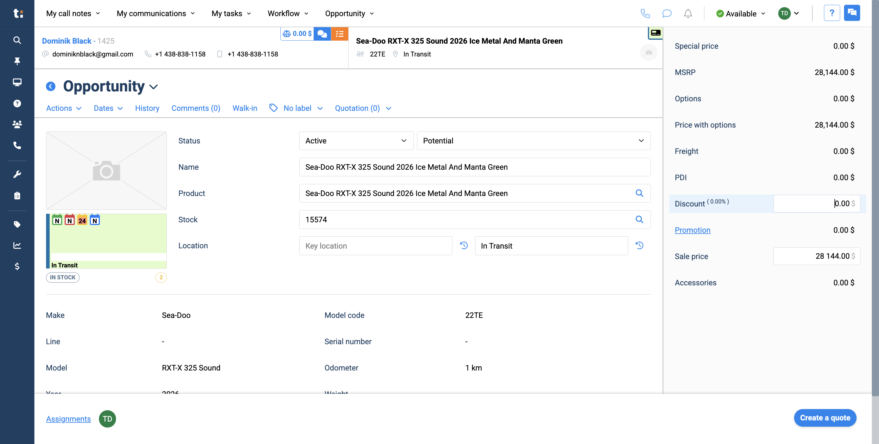 Step #8: You may add a discount to this opportunity if you wish.