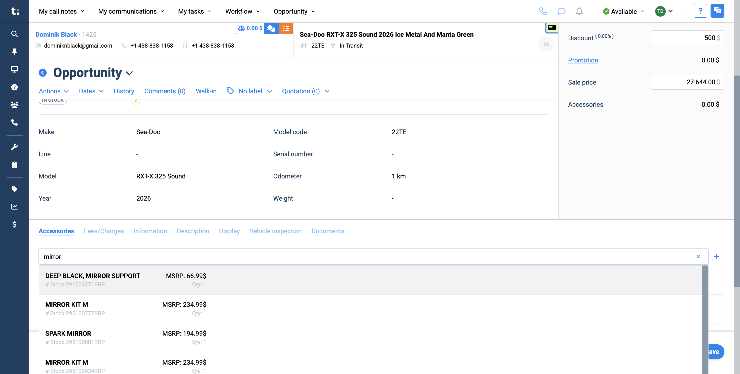 Step #12: This will automatically pull the item from your parts inventory.