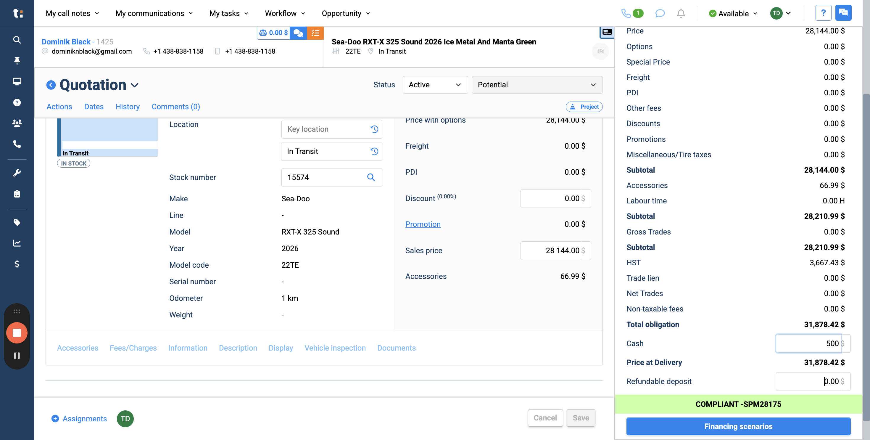 Step #19: If the client wants to leave a refundable deposit, enter it in this field.