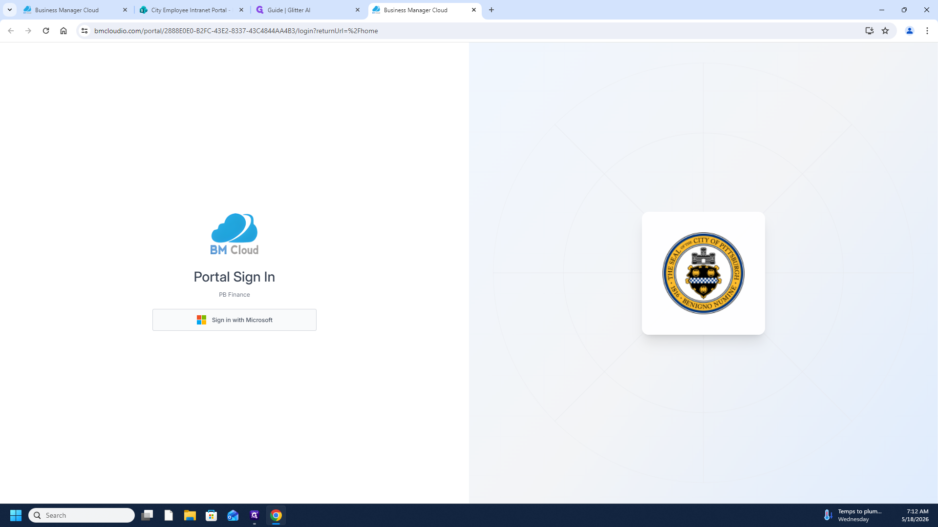 Step #4: Click Sign in with Microsoft on the login portal.