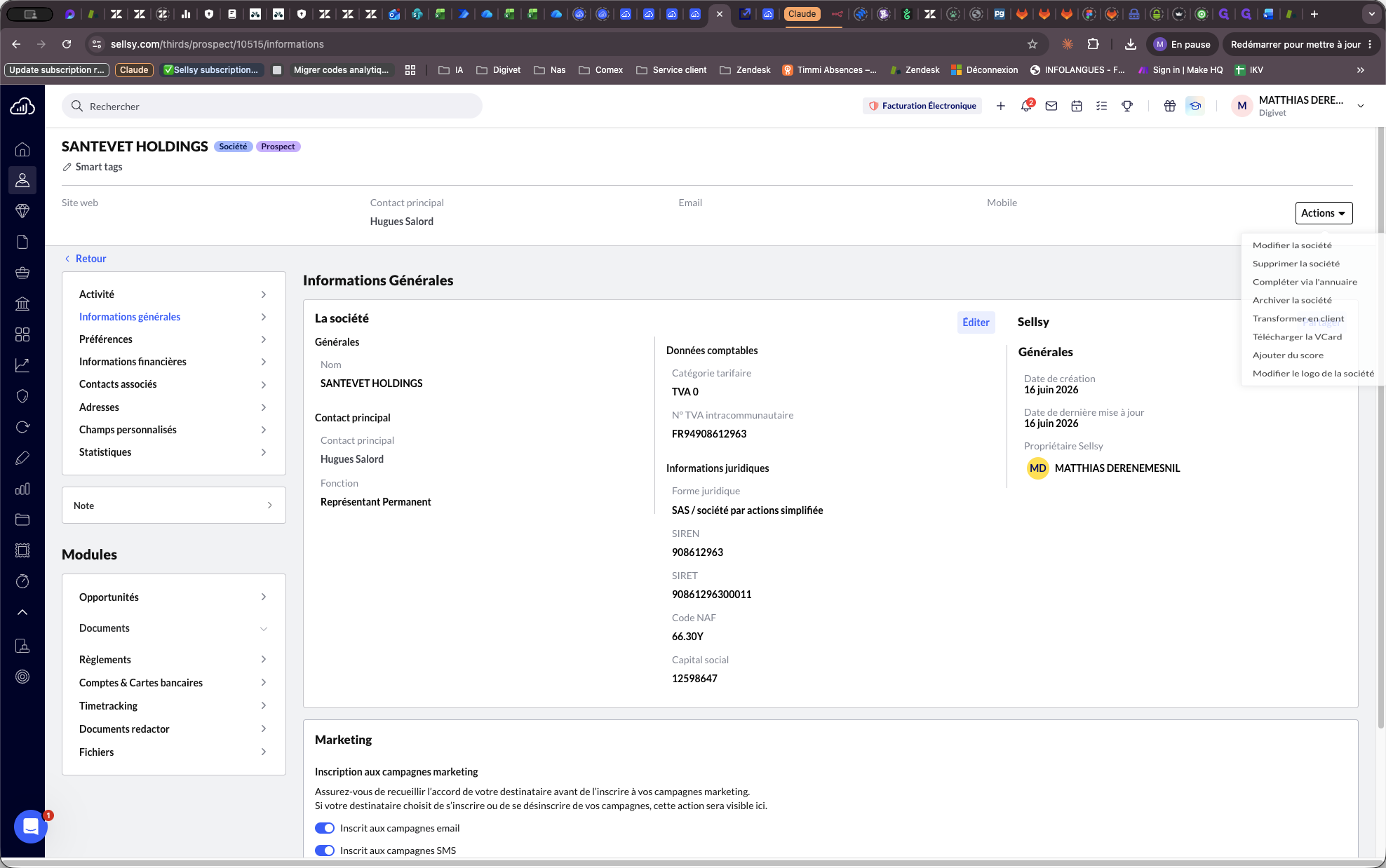 Step #1: Cliquez sur le menu déroulant Actions ▾ en haut à droite de l'interface.