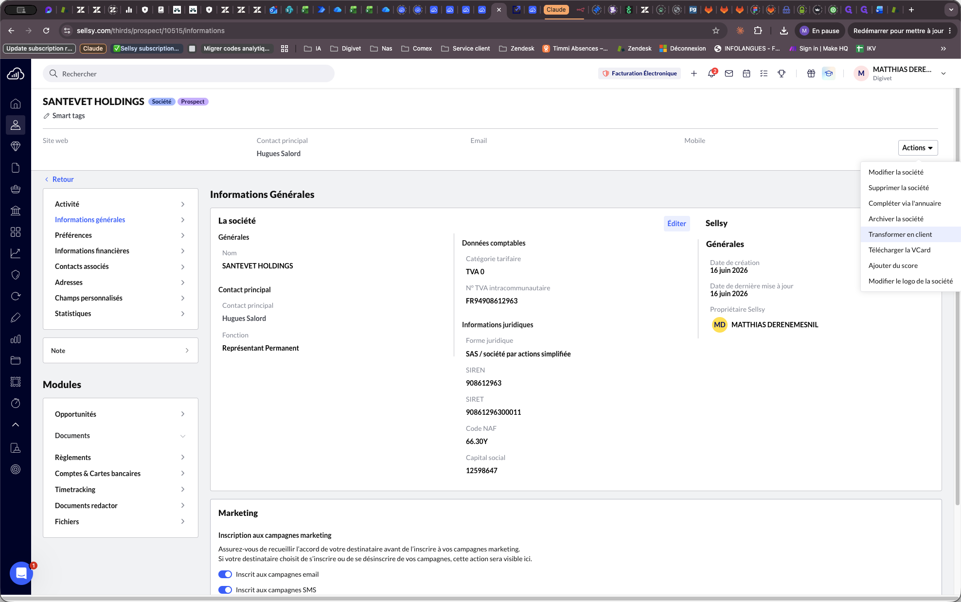 Step #2: Sélectionnez Transformer en client dans la liste.