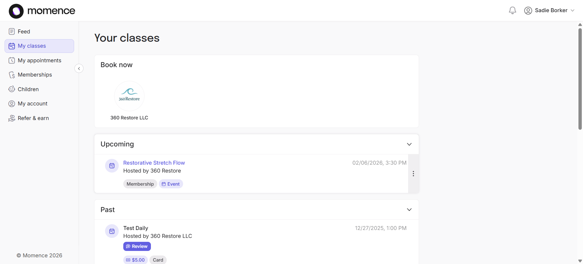 Step #5: Click the dots next to the class you want to cancel