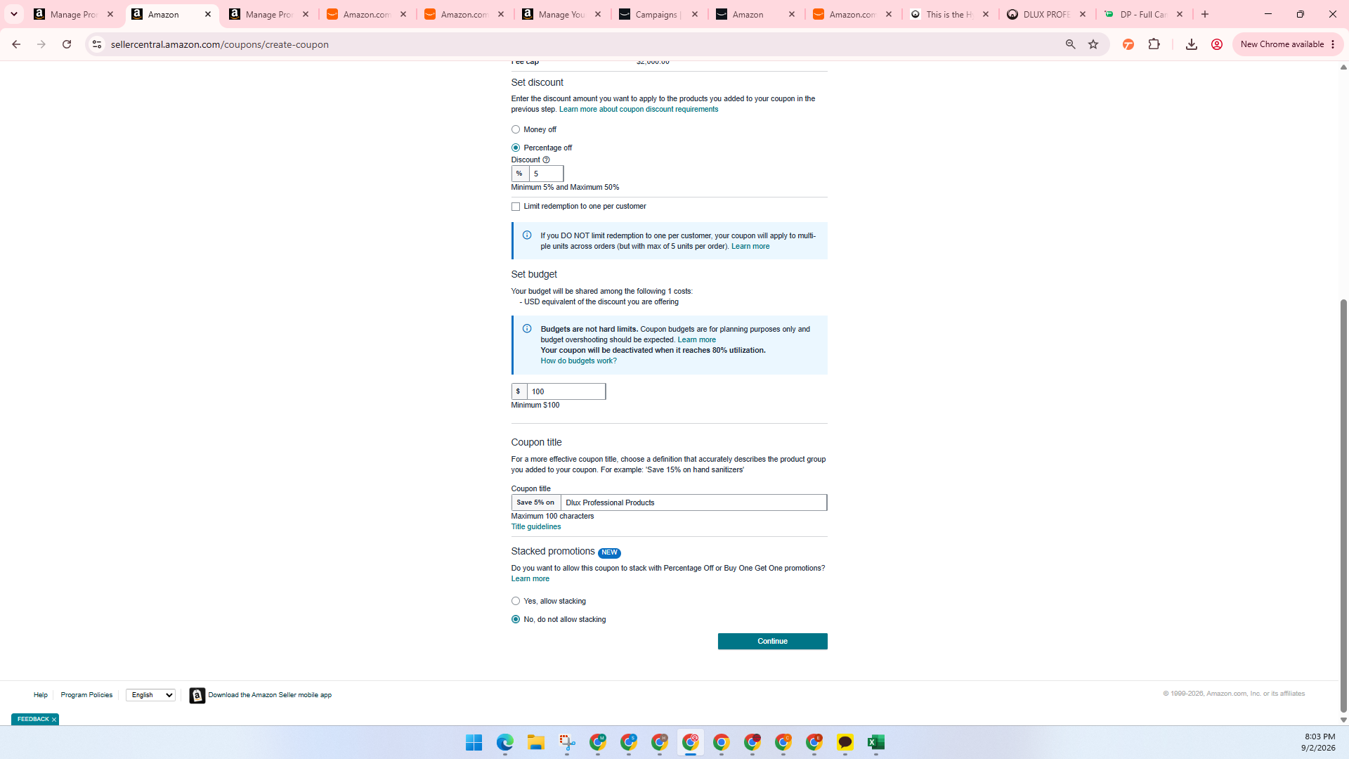 Step #17: Click Continue at the bottom of the form.