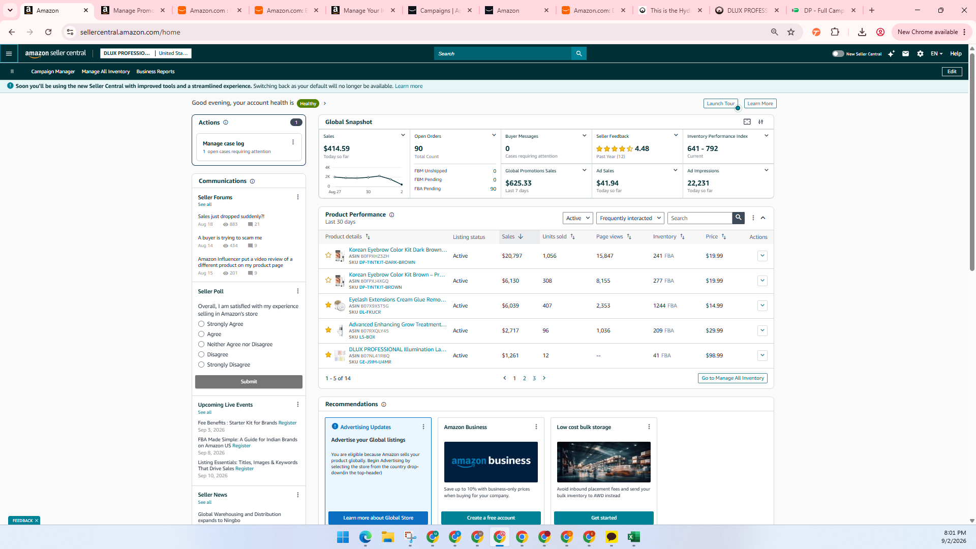 Step #1: Click the main navigation menu icon in Seller Central.