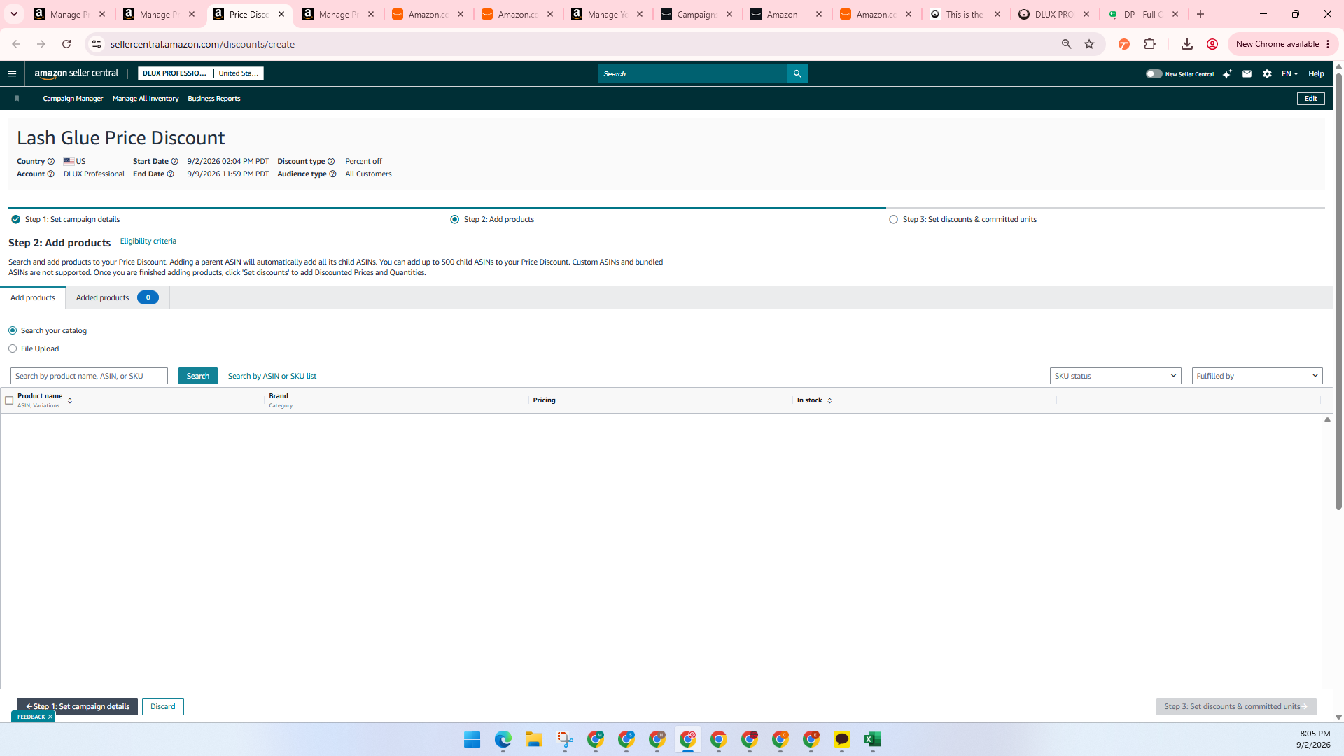 Step #28: Enter the product ASIN or SKU into the search input.