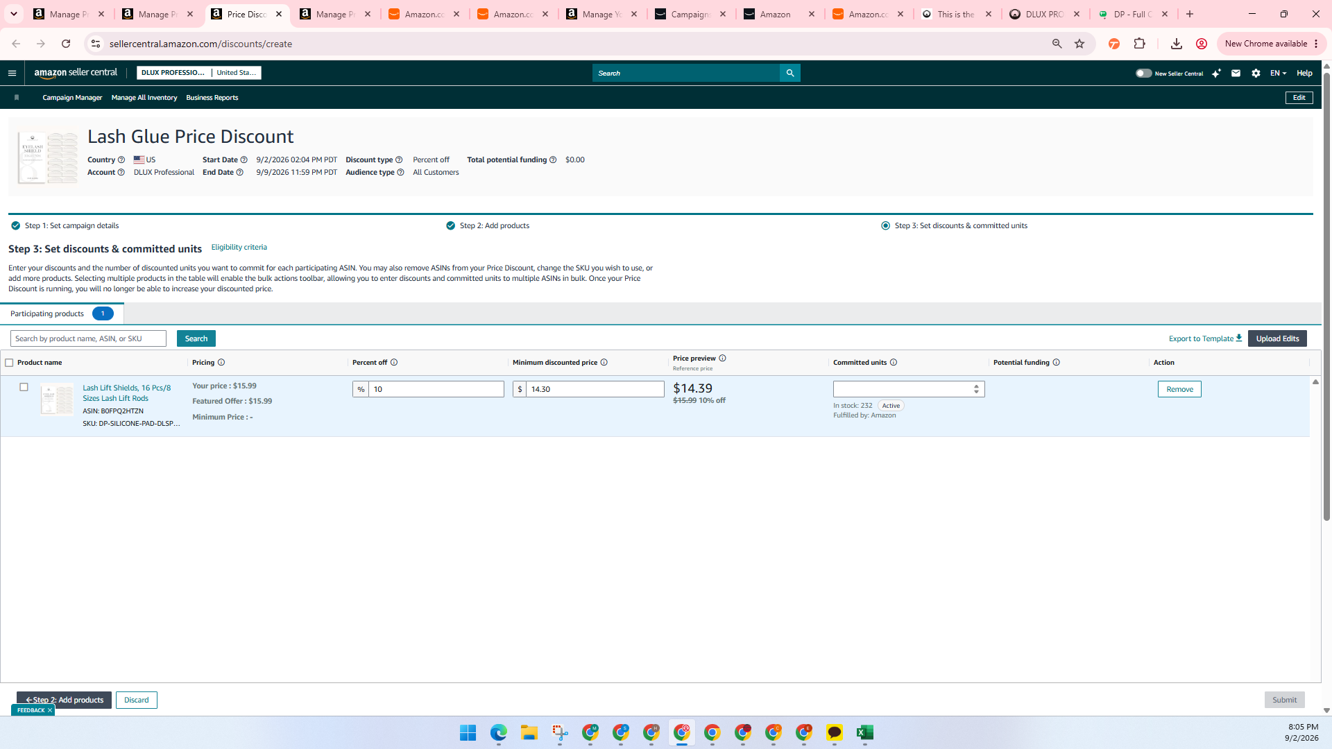 Step #34: Enter the quantity of inventory allocated for this promotion in the Committed units field.