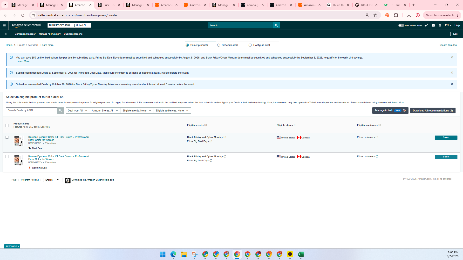 Step #37: Click Select next to an eligible suggested deal in the product list.
