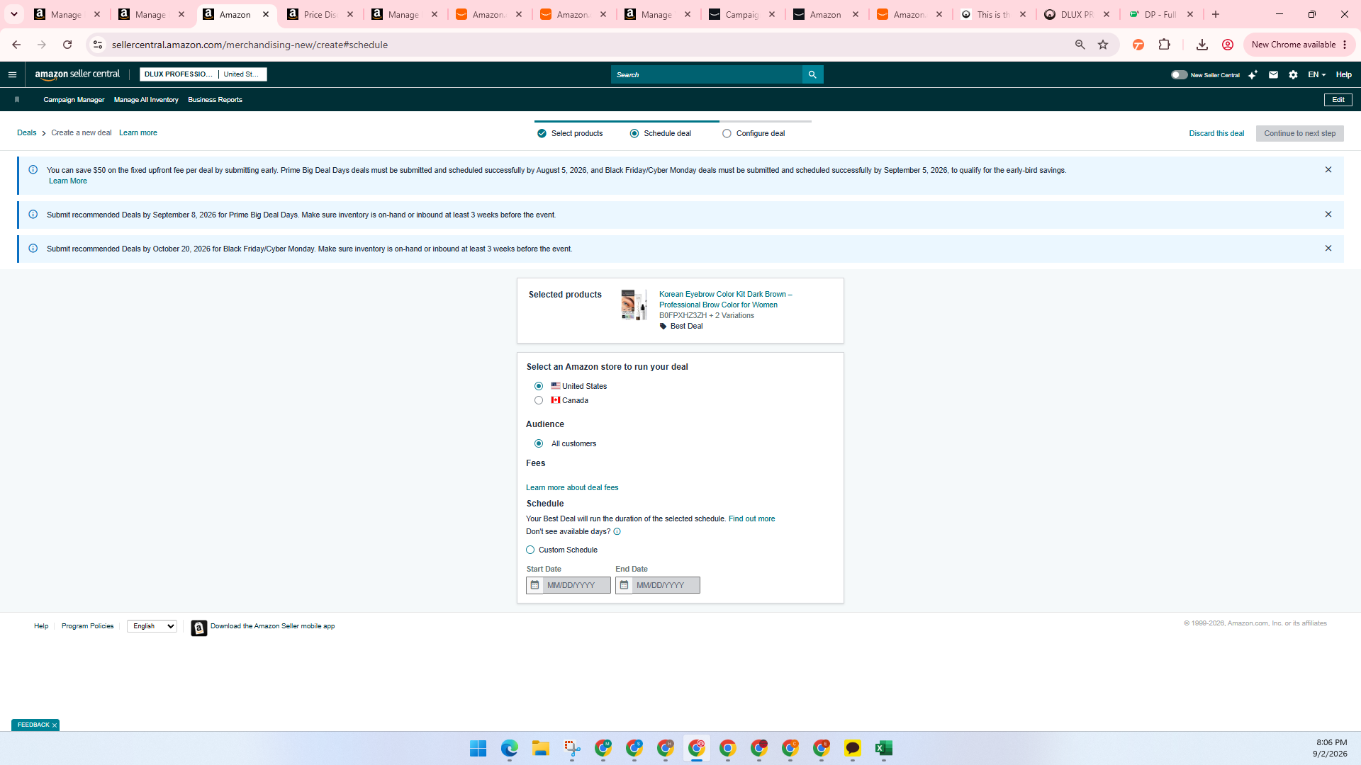 Step #38: Select the Custom Schedule radio button option under the Schedule section.