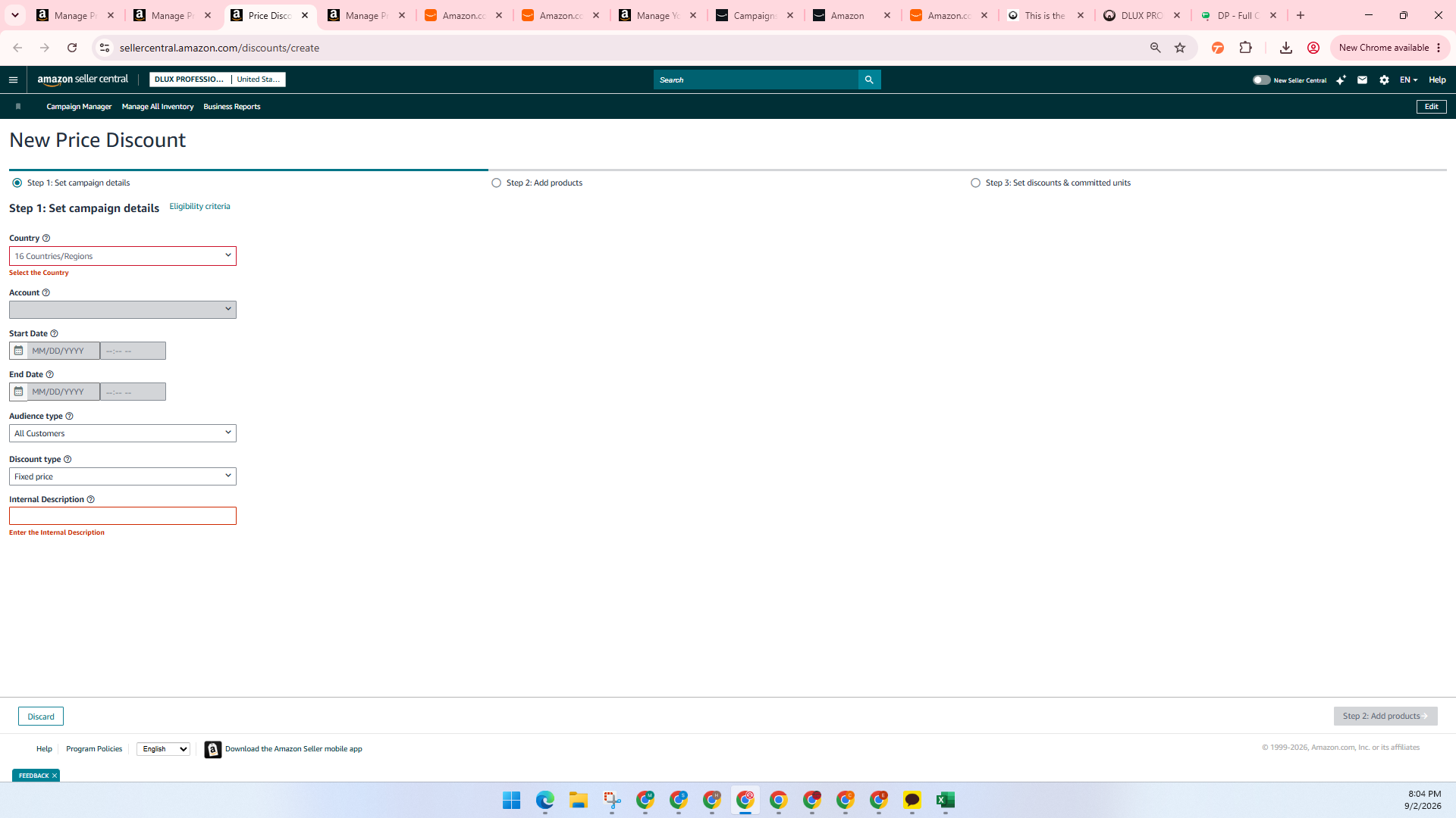 Step #20: Select the marketplace country from the Country dropdown.