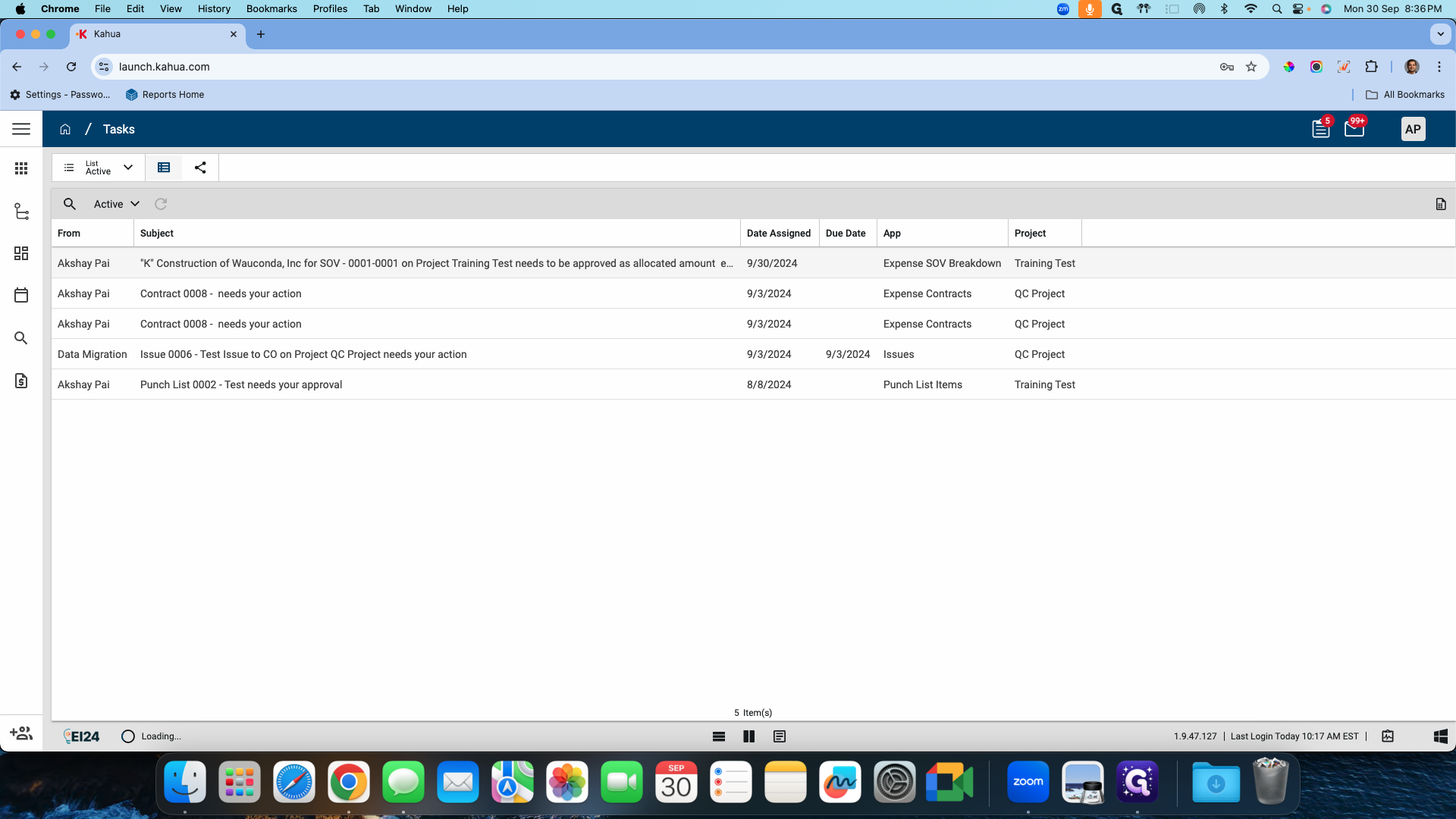 Step #57: Click on "Inc for SOV -0001-0001 on Project Training Test needs to be approved as allocated amount e"