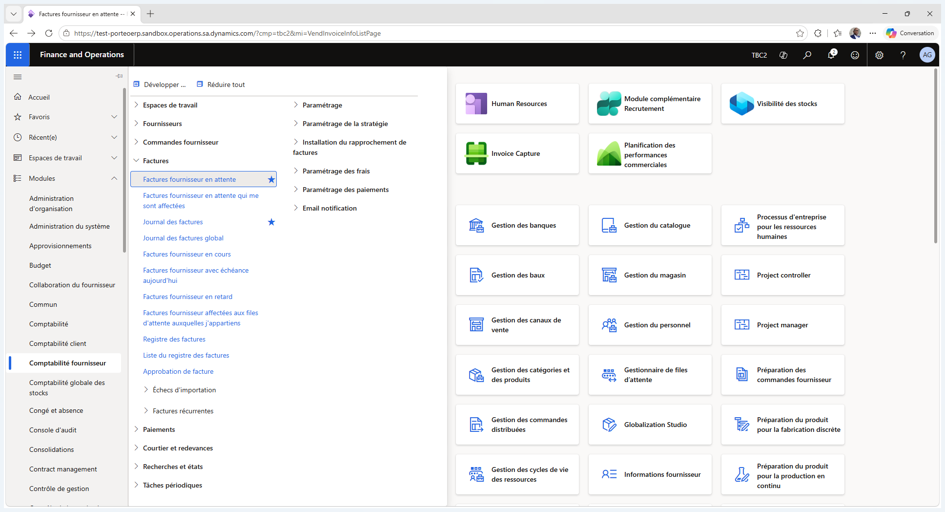 Step #1: Dans le volet de navigation, accédez au module Comptabilité fournisseur puis cliquez sur Factures fournisseur en attente.