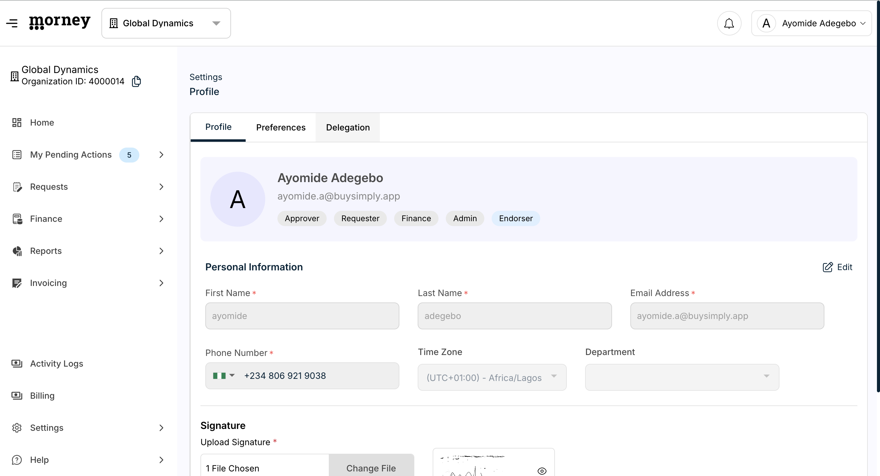 Step #2: Click the Delegation tab to manage your delegates.