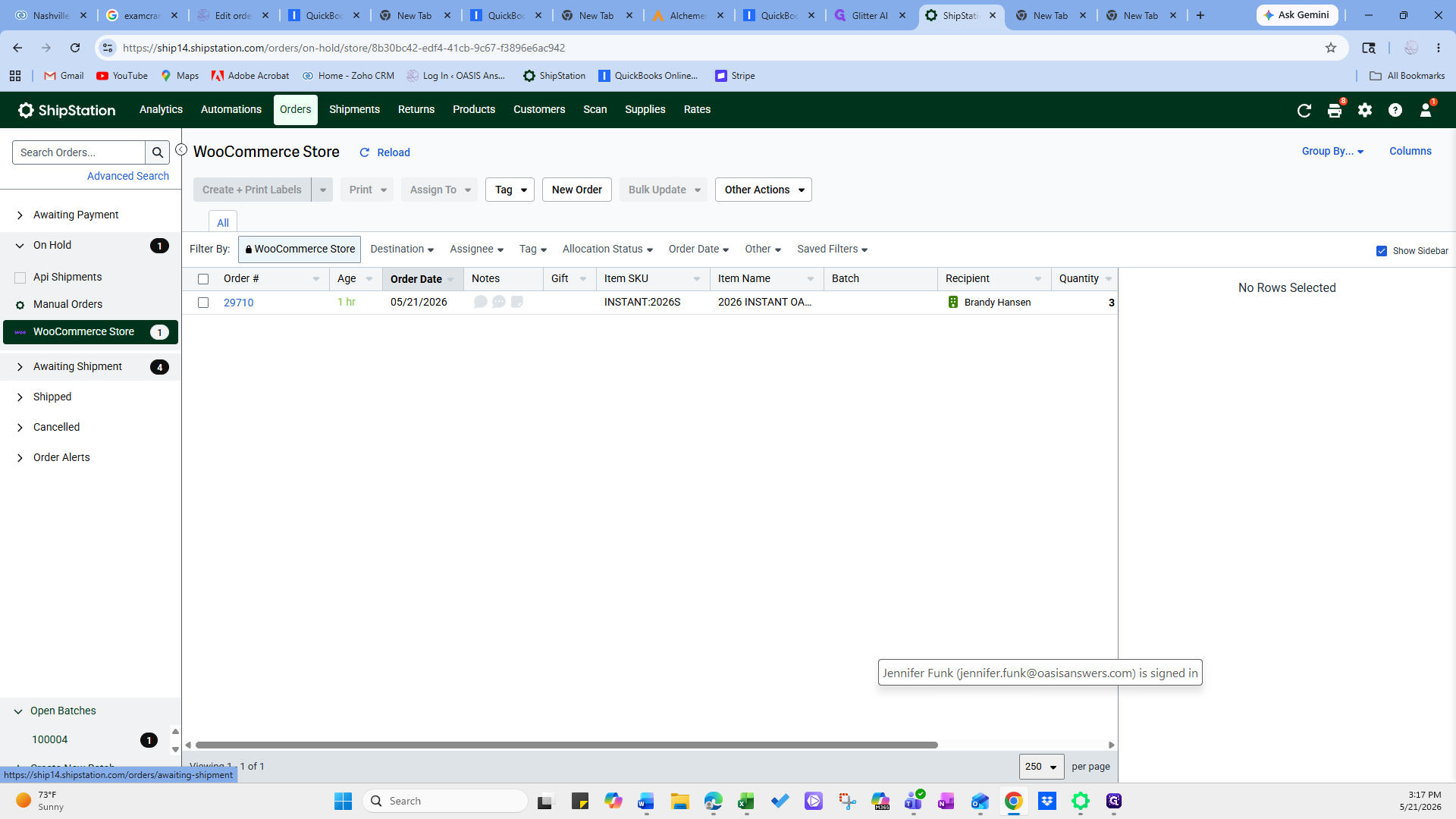 Step #7: Click Awaiting Shipment to verify the order has successfully moved out of the "On Hold" queue and is ready for your team to fulfill.