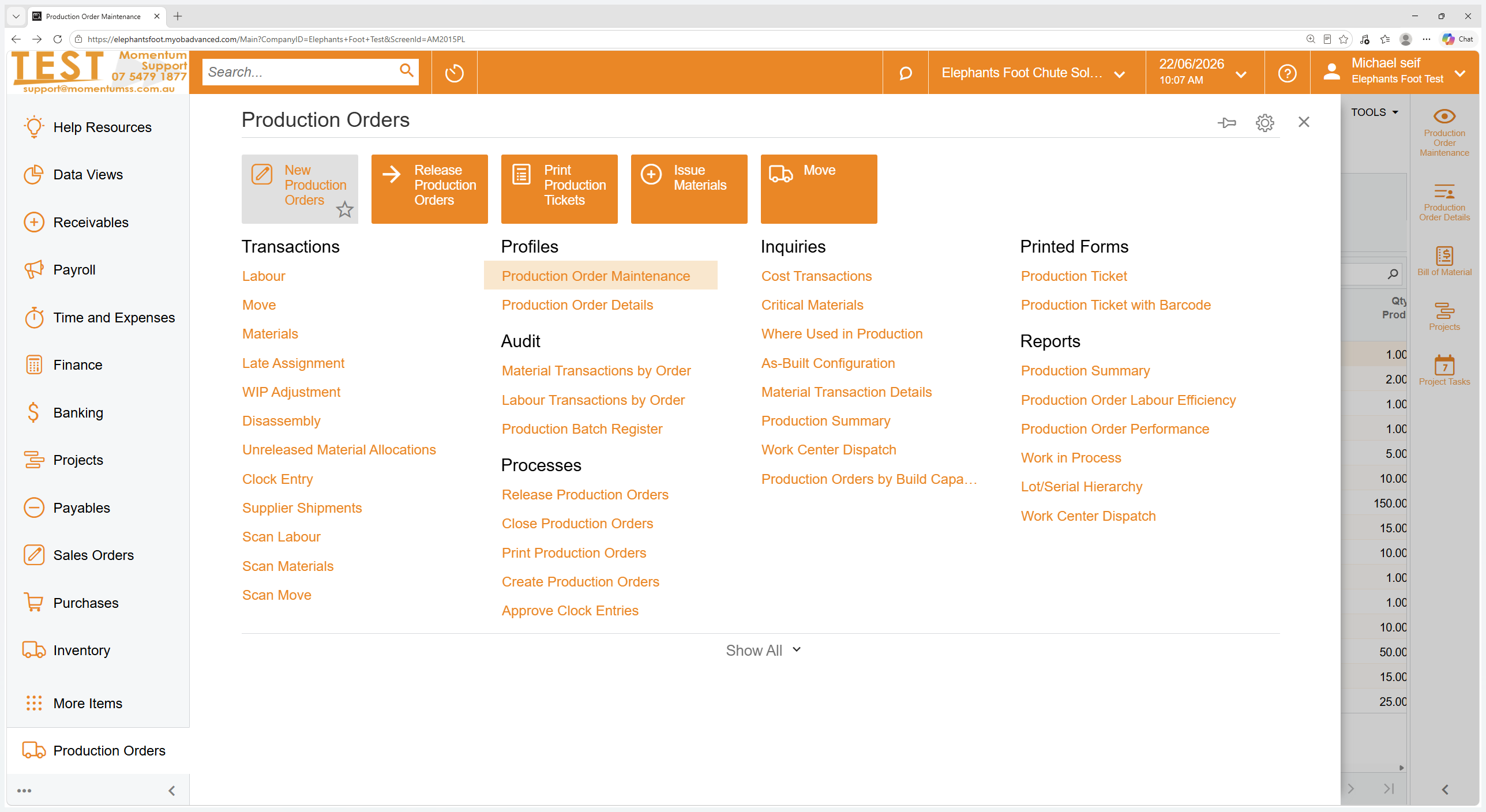 Step #1: Navigate to the Production module and click New Production Orders.