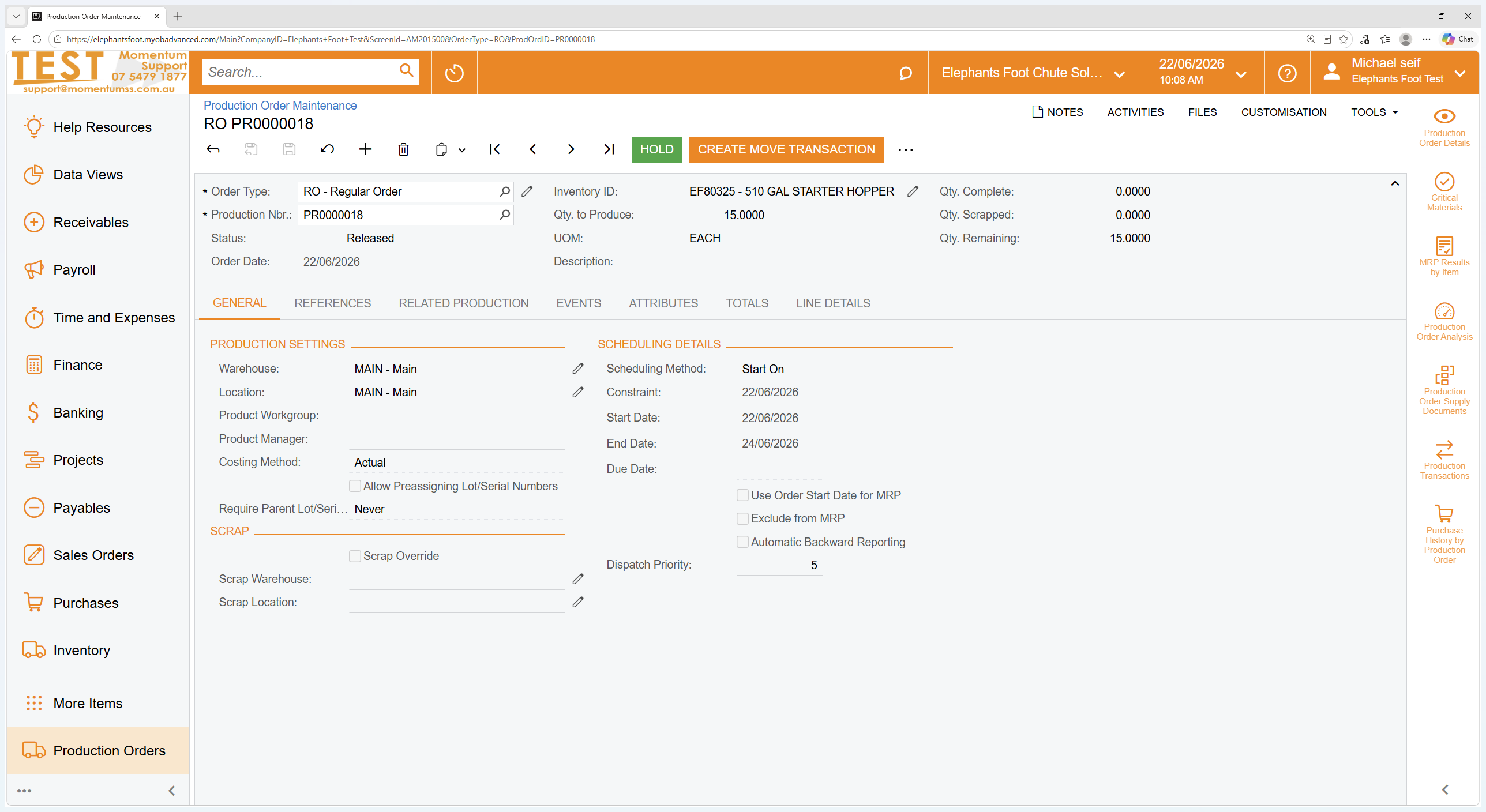 Step #8: Click CREATE MOVE TRANSACTION