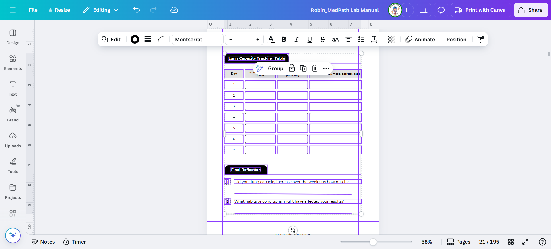 Step #41: Here's how to fix a table. First highlight it and shift it to the correct margins.