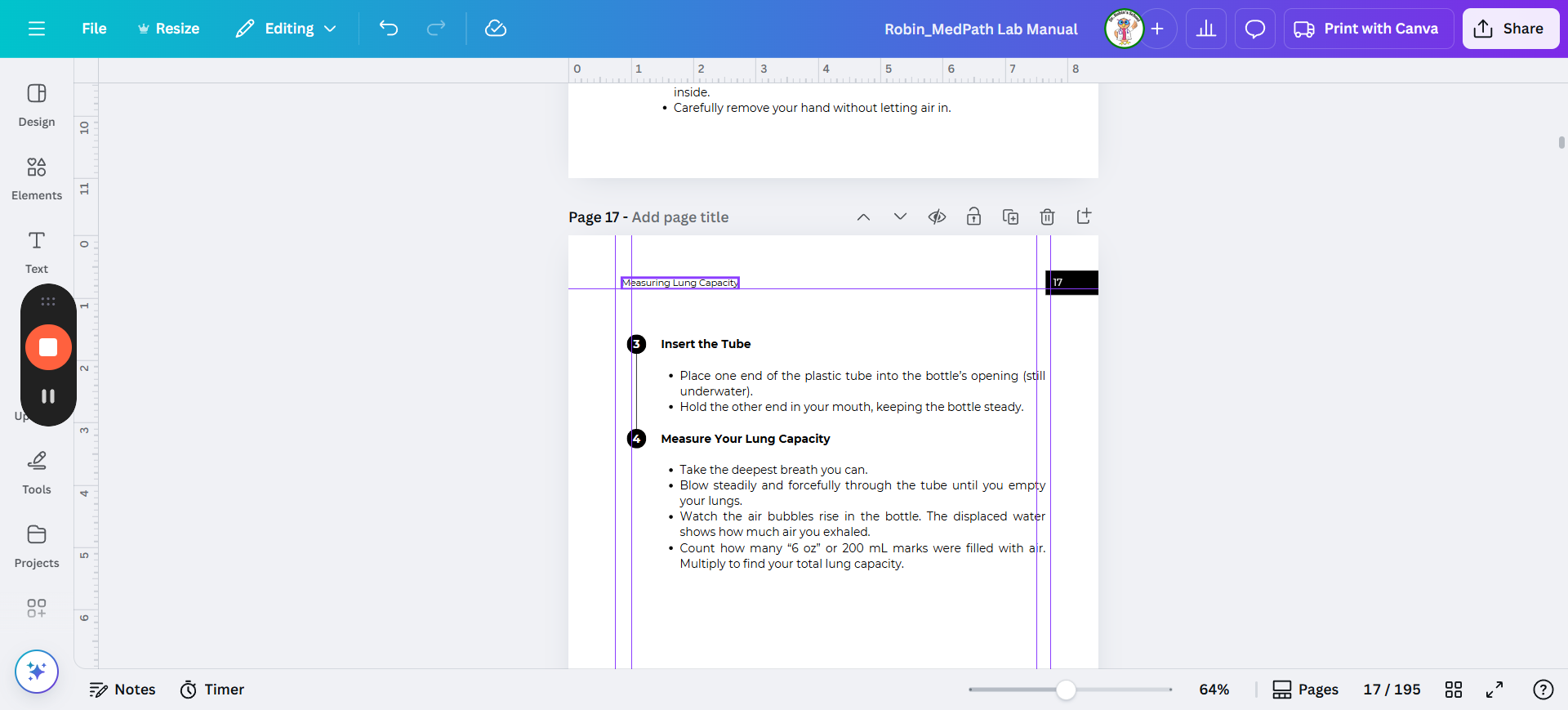Step #24: Shift the title right.