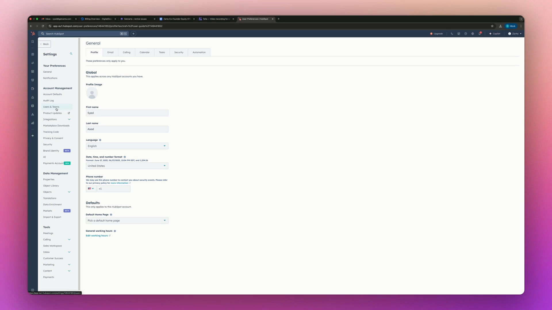 Step #2: Click on Users & Teams in the left sidebar.