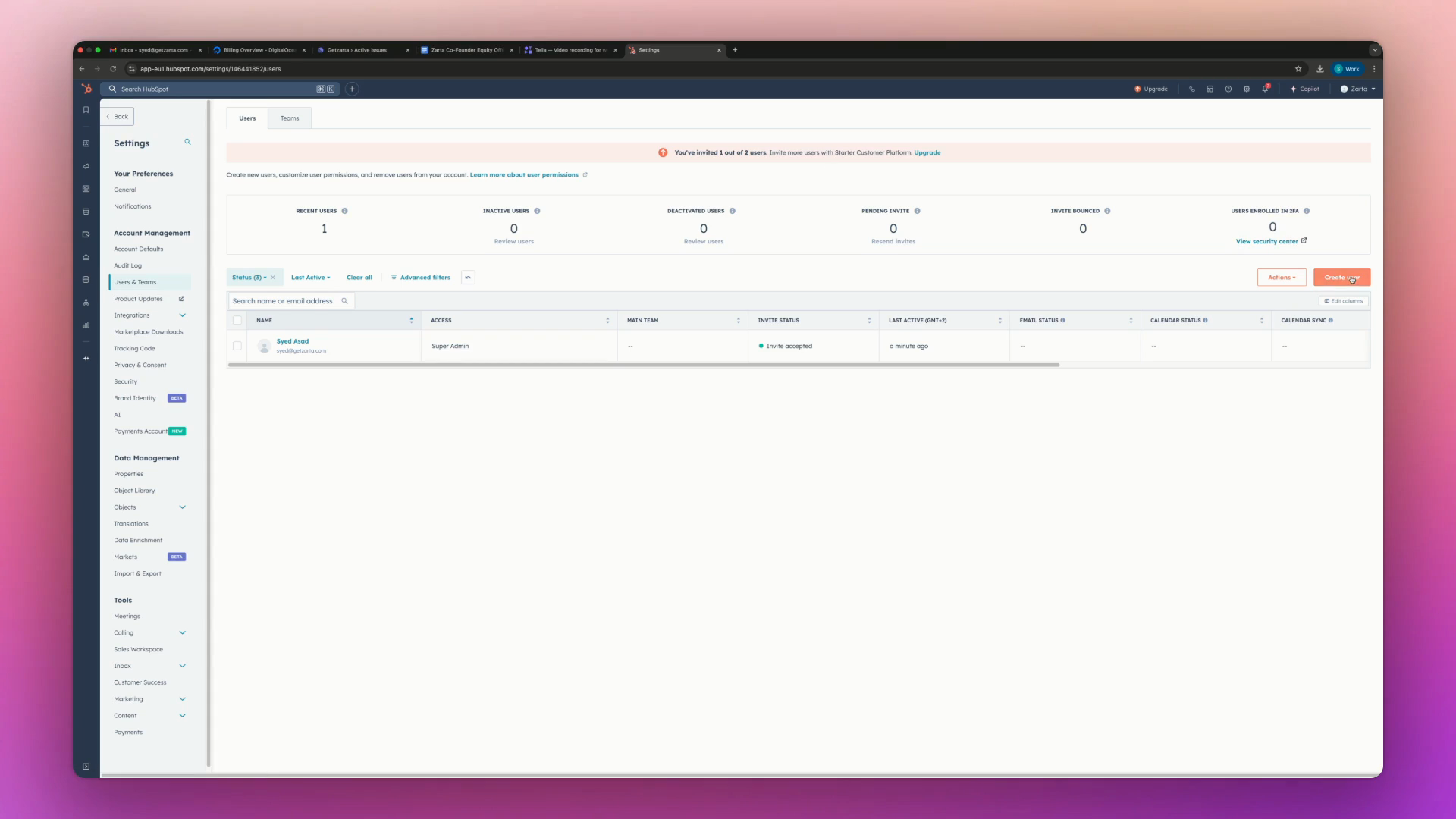 Step #3: Click the Create user button.