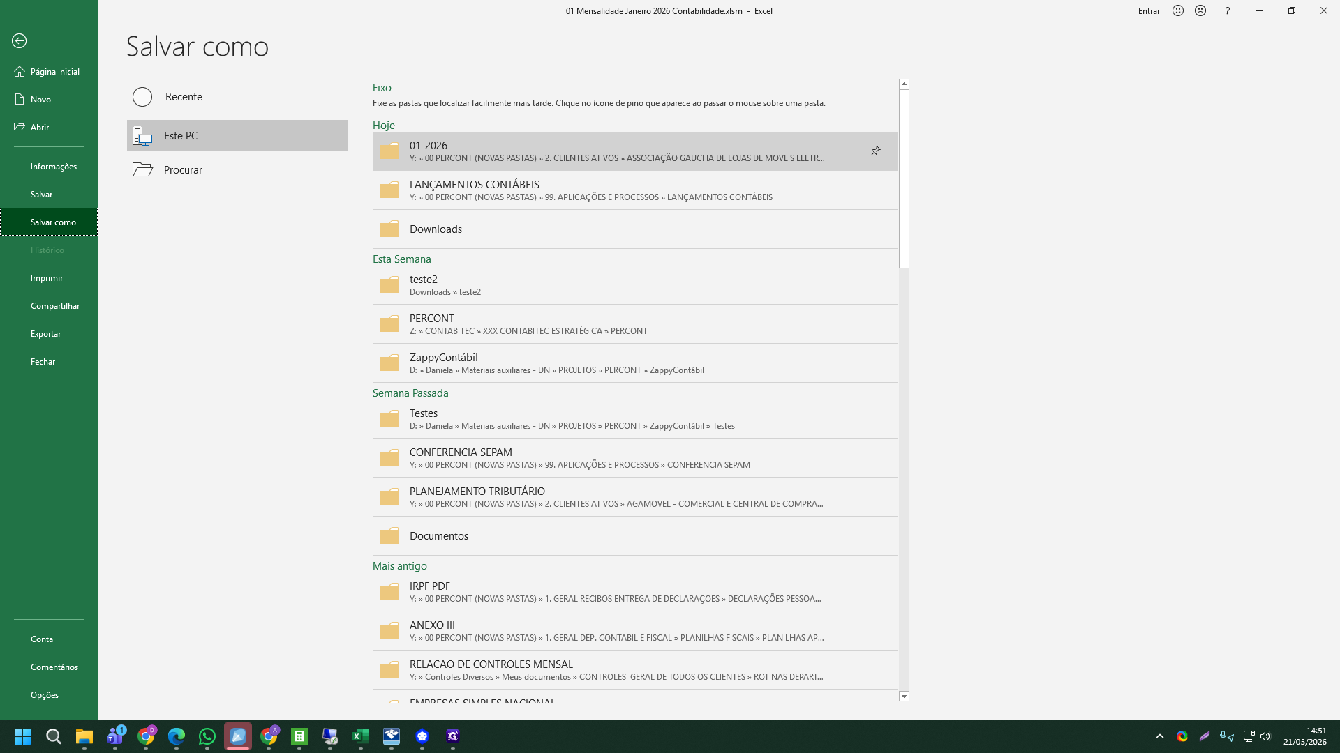 Step #8: Clique na pasta do mês de competência, localizada em Recentes (ex: 01-2026).