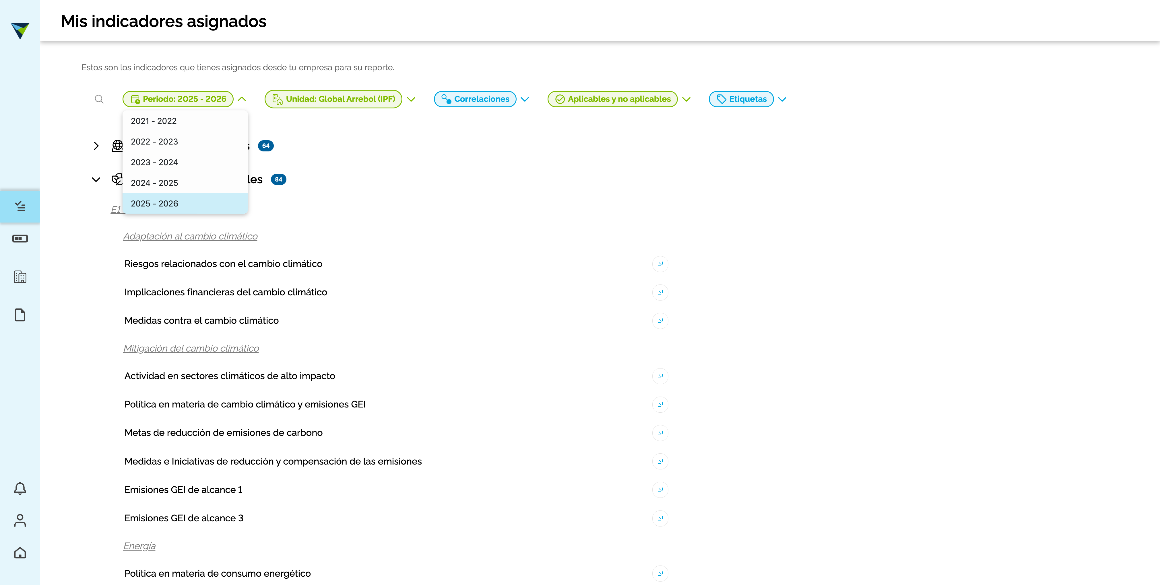 Step #18: Verifica que el periodo seleccionado en la barra de filtros corresponde al ciclo de reporte correcto de la empresa actual.