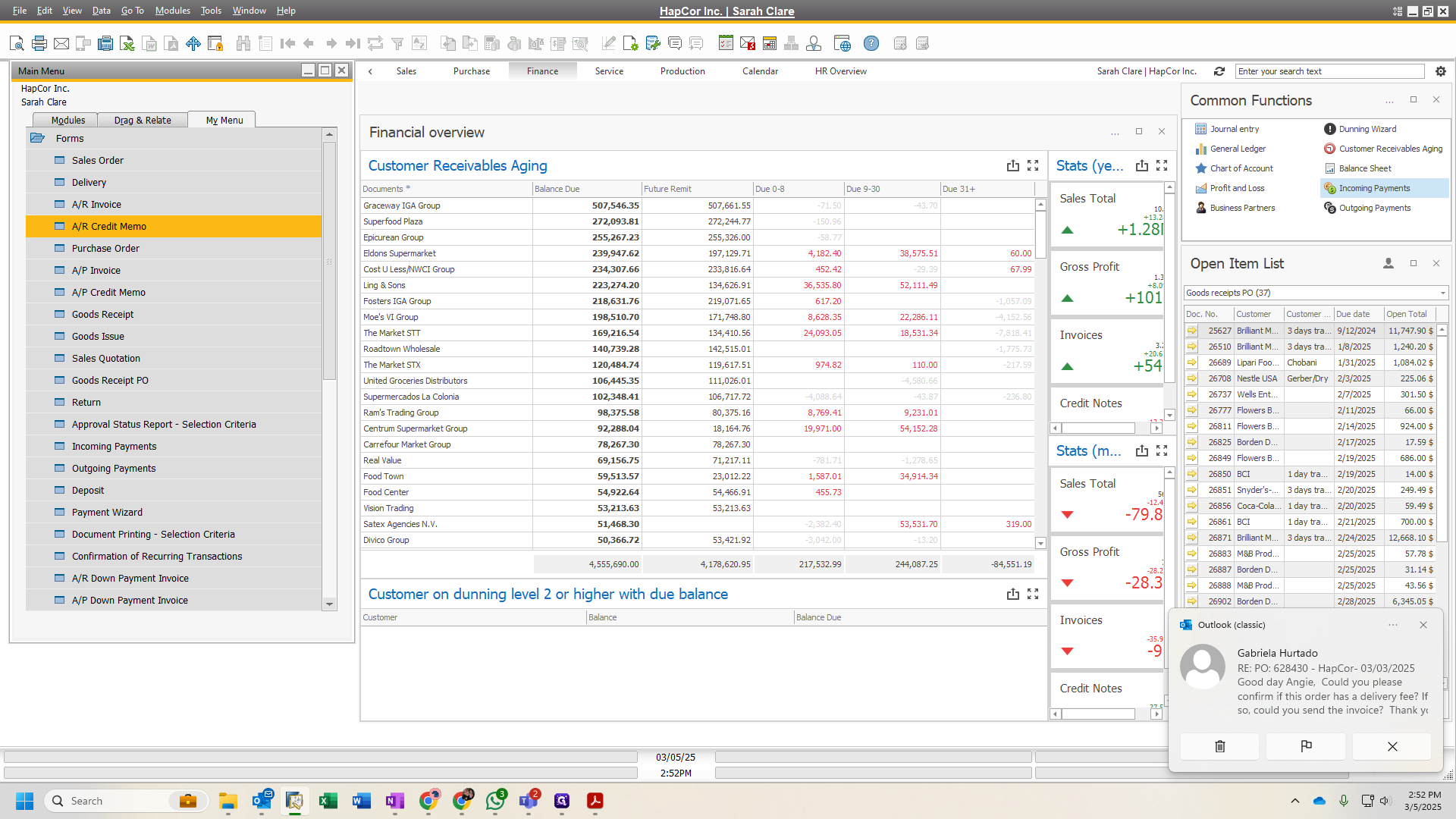 Step #7: Click on "A / R Credit Memo"