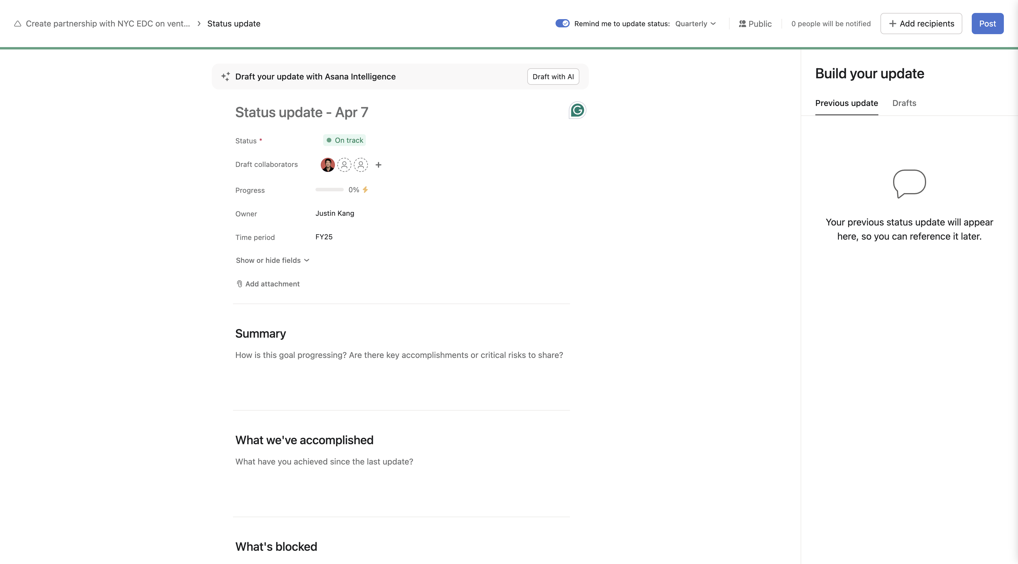 Step #6: Click here to update status title.