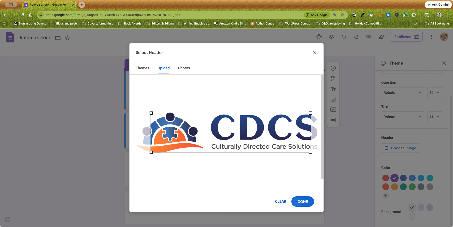 Step #8: Click Done to apply the image to your form's header.