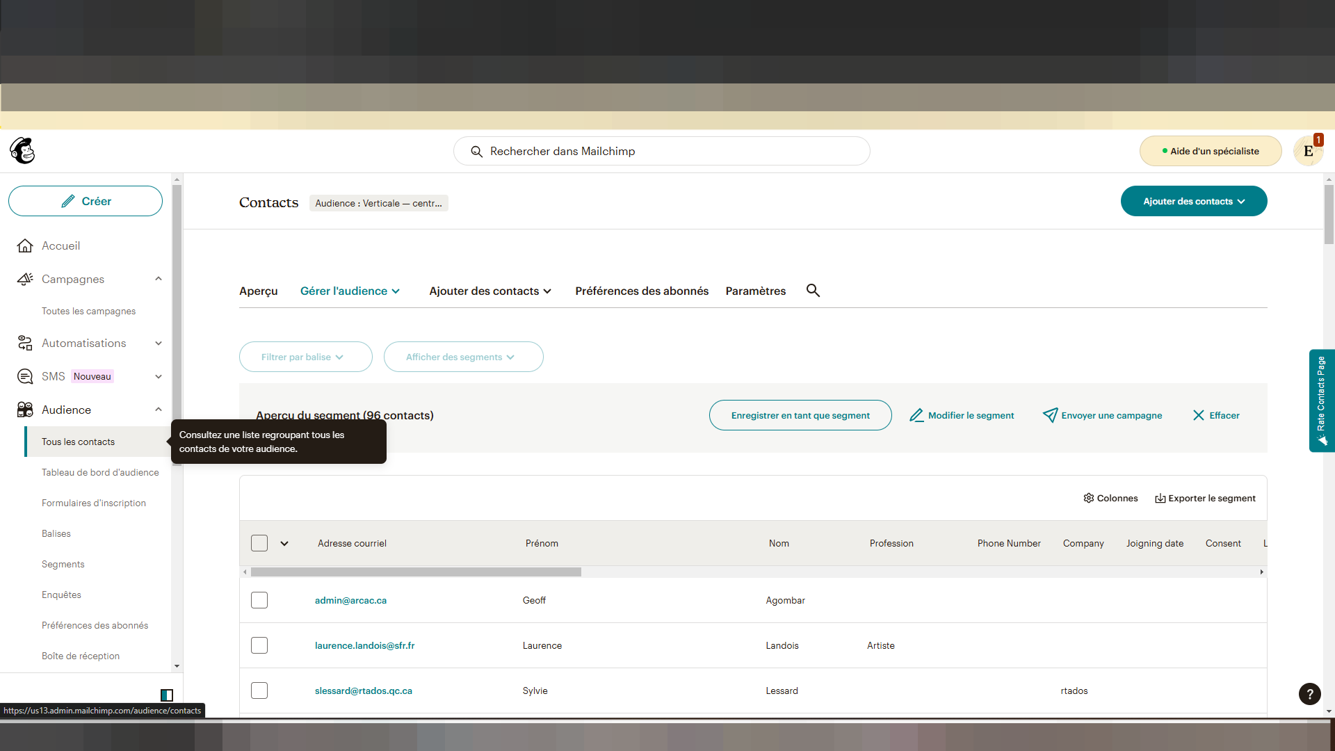 Step #1: Cliquez sur "Tous les contacts"