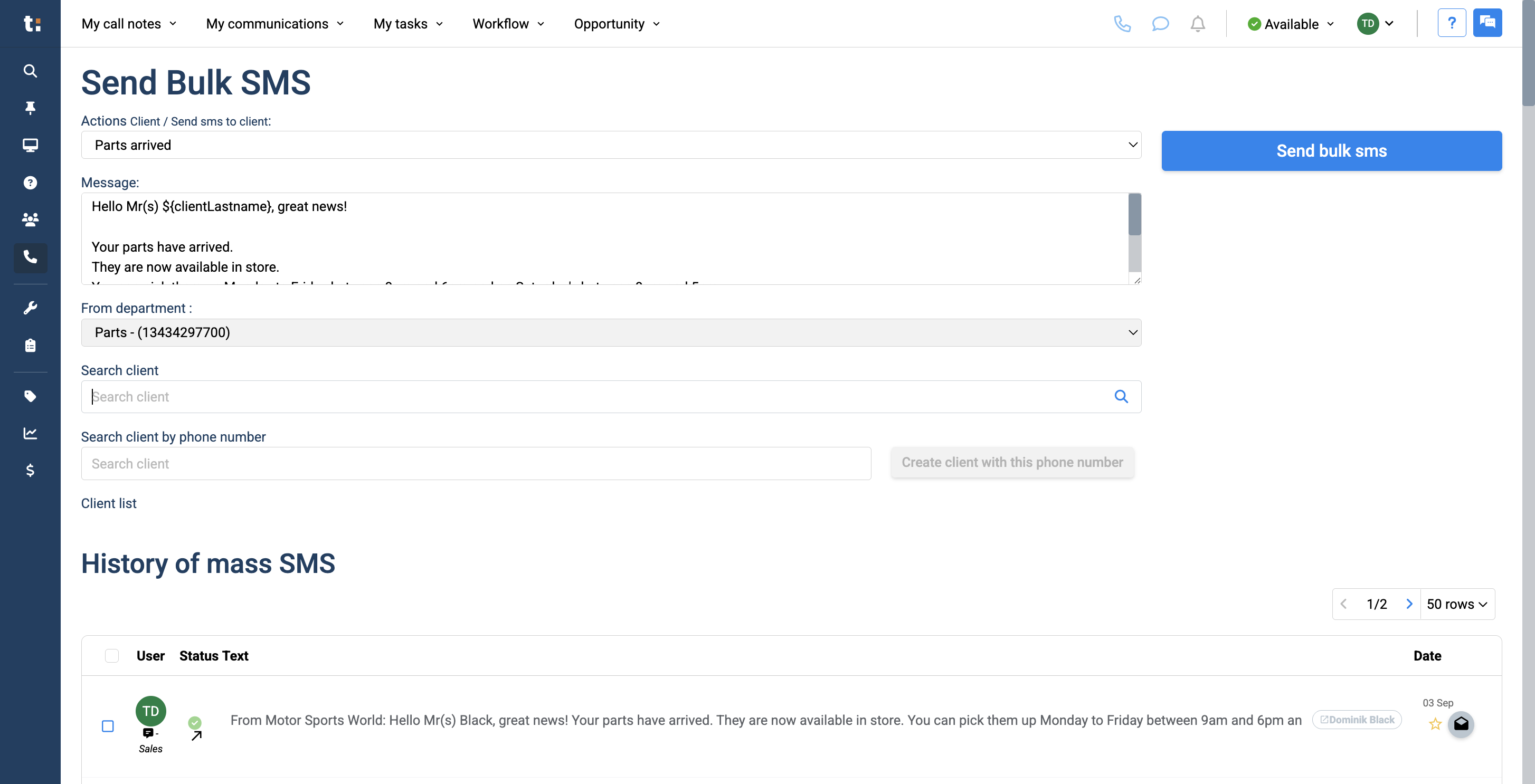 Step #4: Just below, you can search for customers by name, number, ID, email, and more. Click on your customer to start a client list below.