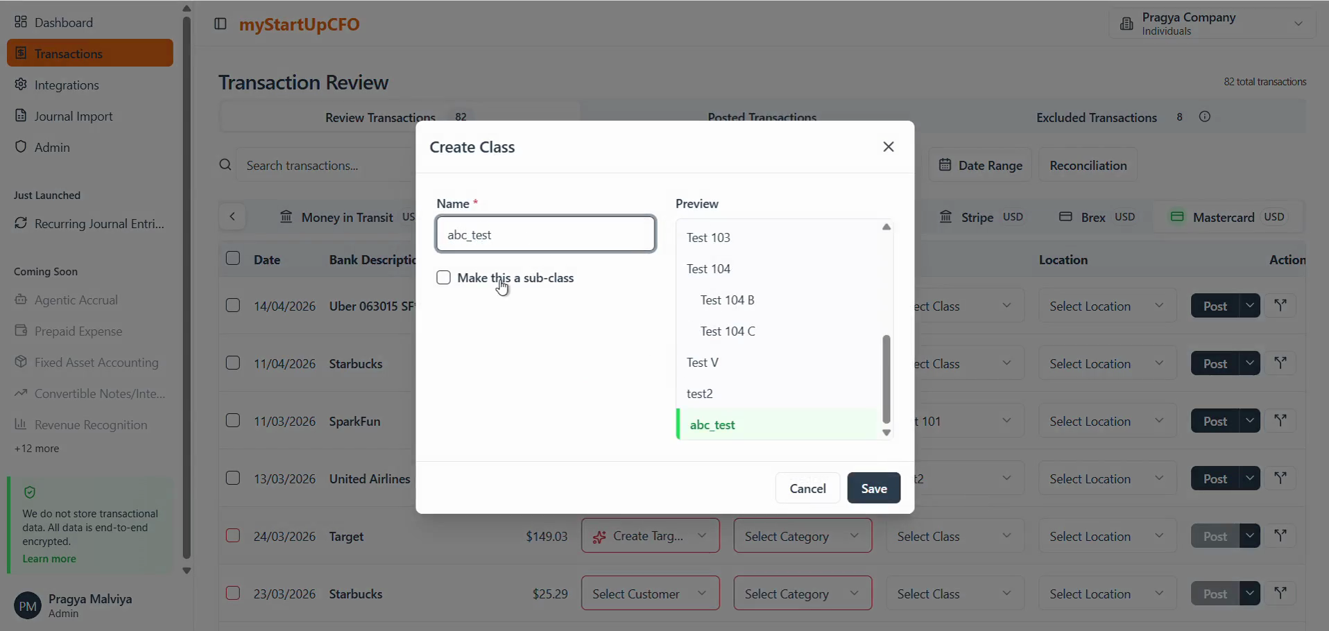 Step #5: Type your new sub-class name in the Name field. Check the Make this a sub-class checkbox to enable nesting options.